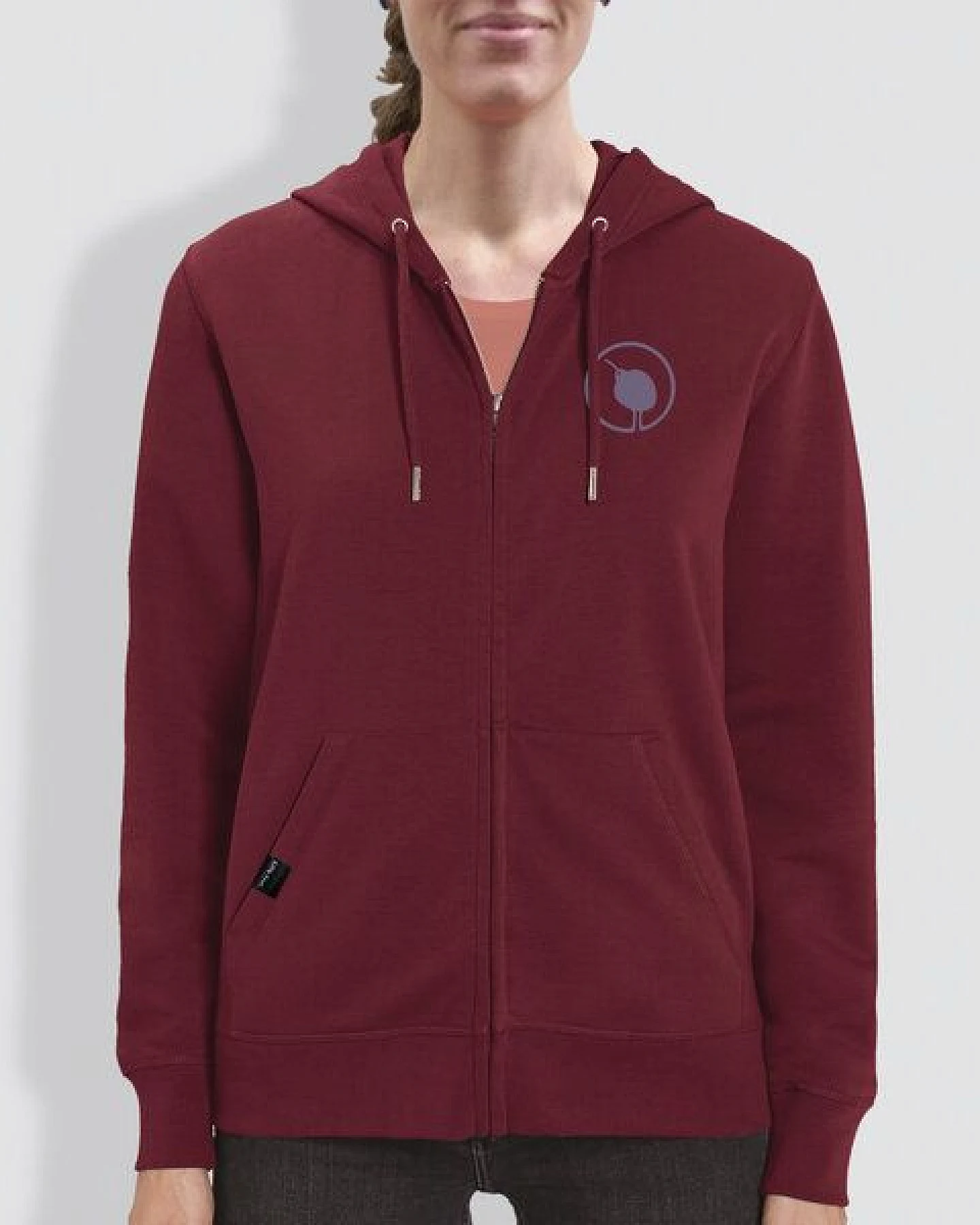 Damen Hoodie, "little kiwi", Burgundy, Bright Blue – Ansicht 2