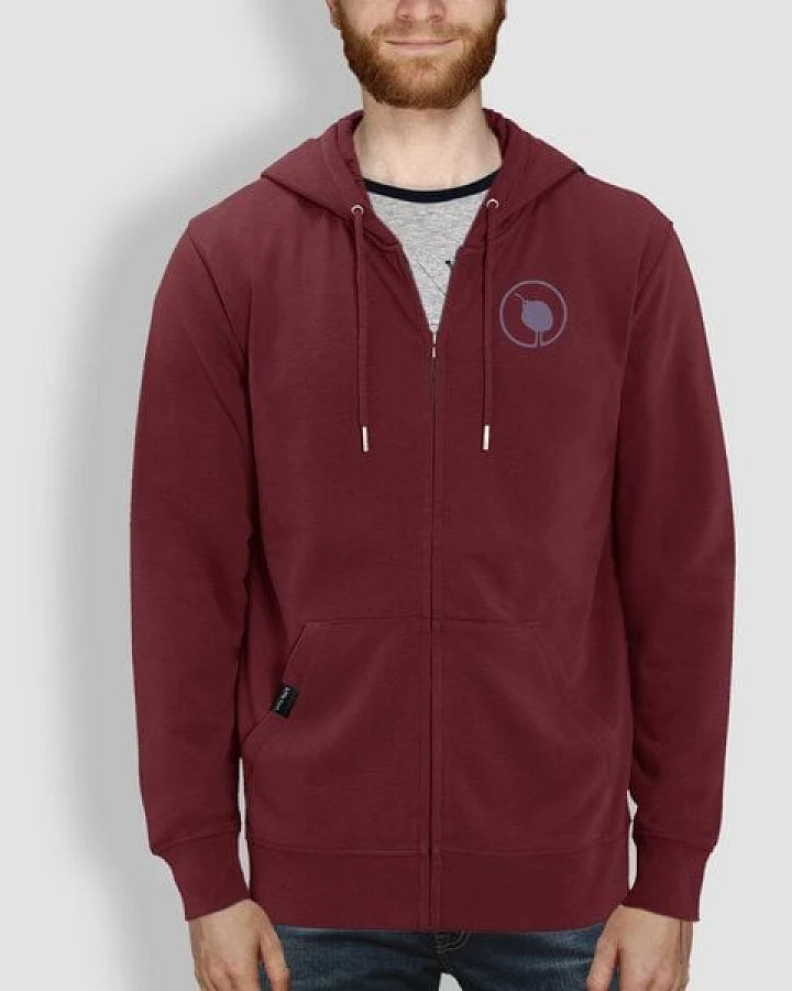 Herren Hoodie, "little kiwi", Burgundy