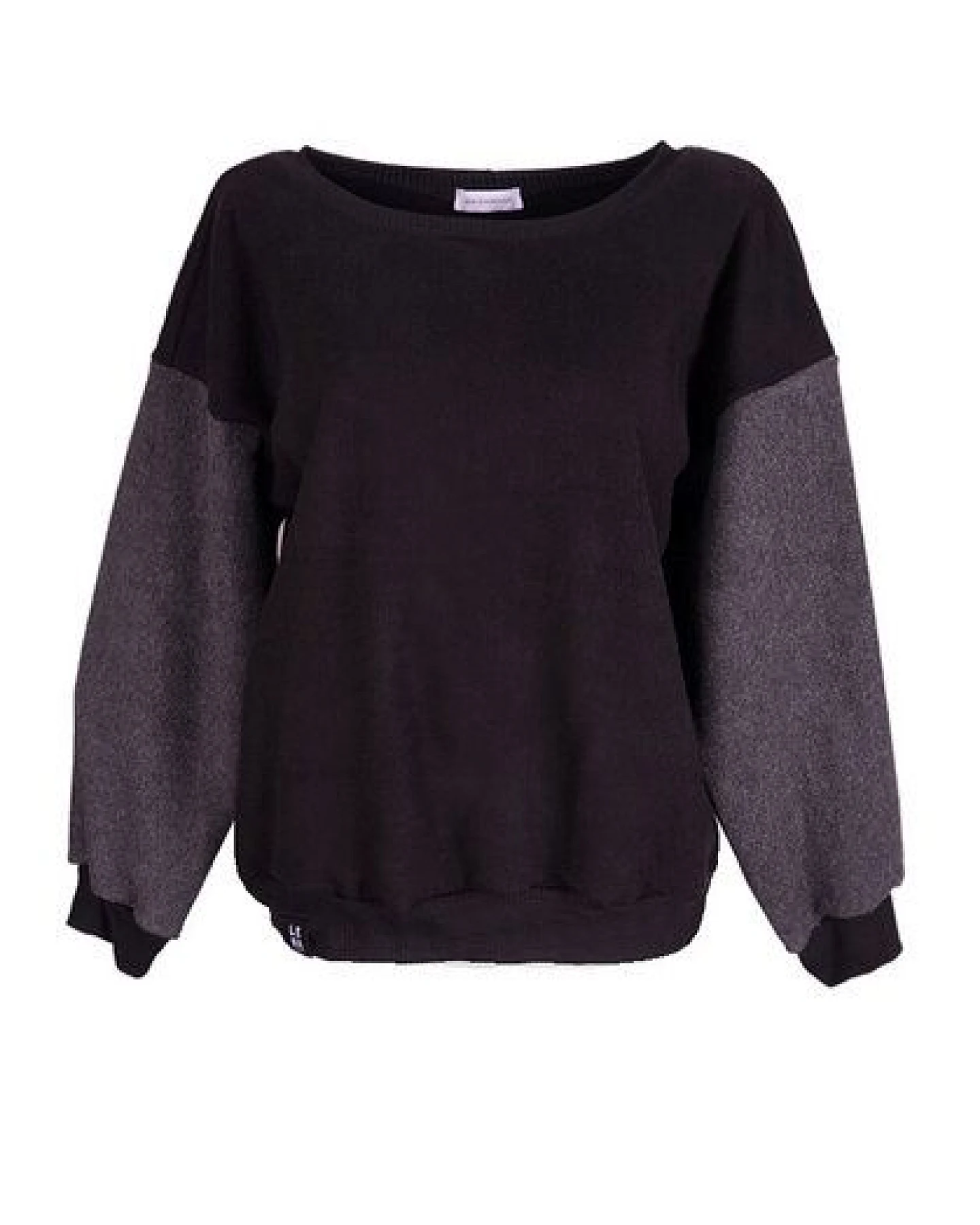 Lena Schokolade Baumwoll-Fleece Pullover schwarz-anthrazit aus Bio-Baumwolle – Ansicht 2