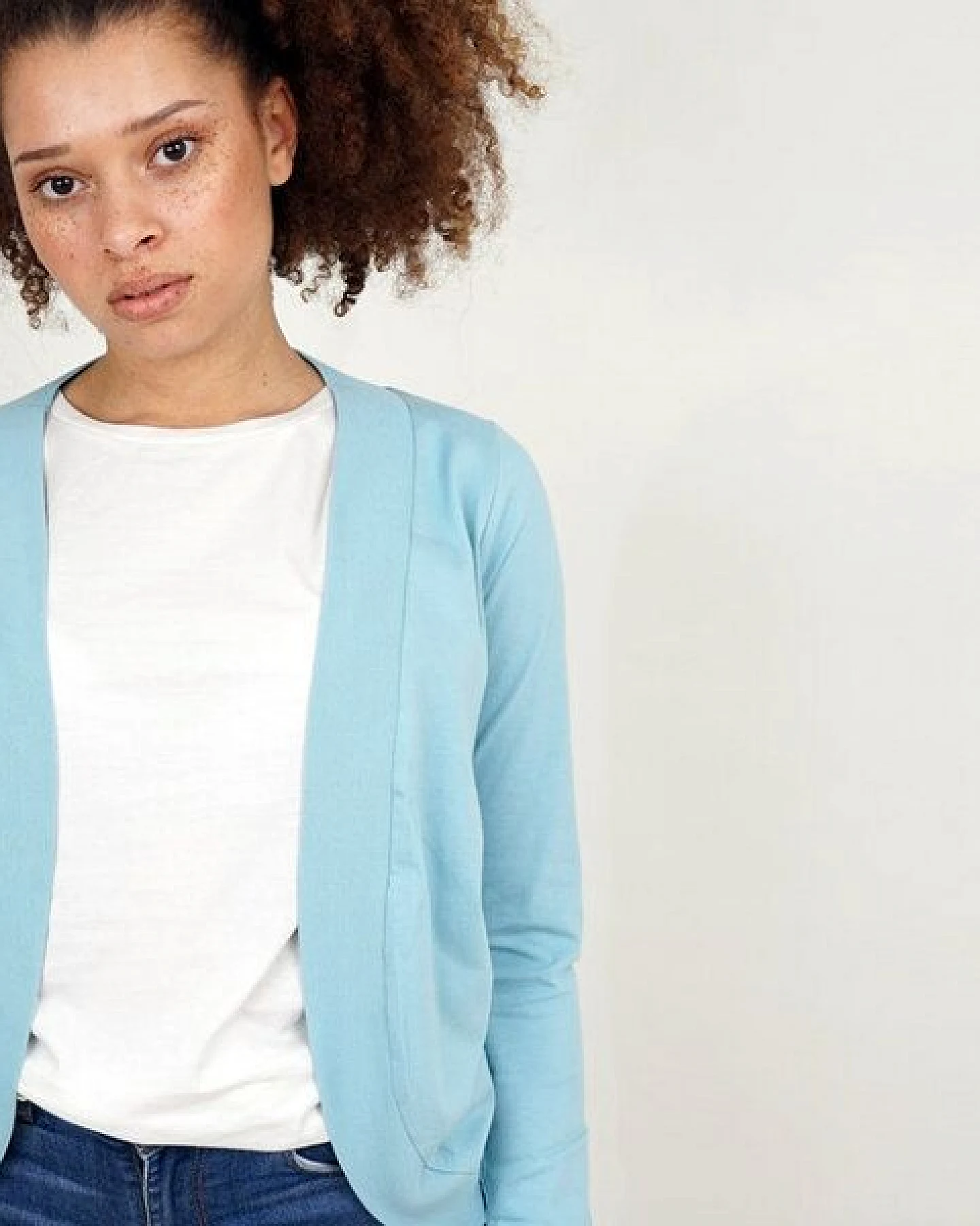 Lena Schokolade Jersey Jacke aquatic – Ansicht 2