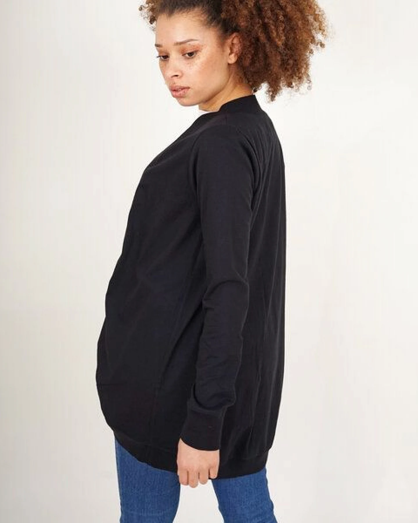 Lena Schokolade Jäckchen schwarz Lang aus Bio-Jersey – Ansicht 4