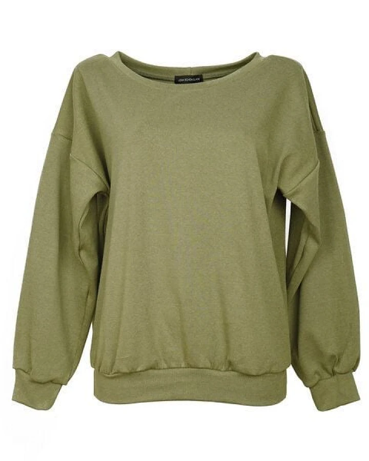 Lena Schokolade Oliv Sweater aus Bio-Jacquard