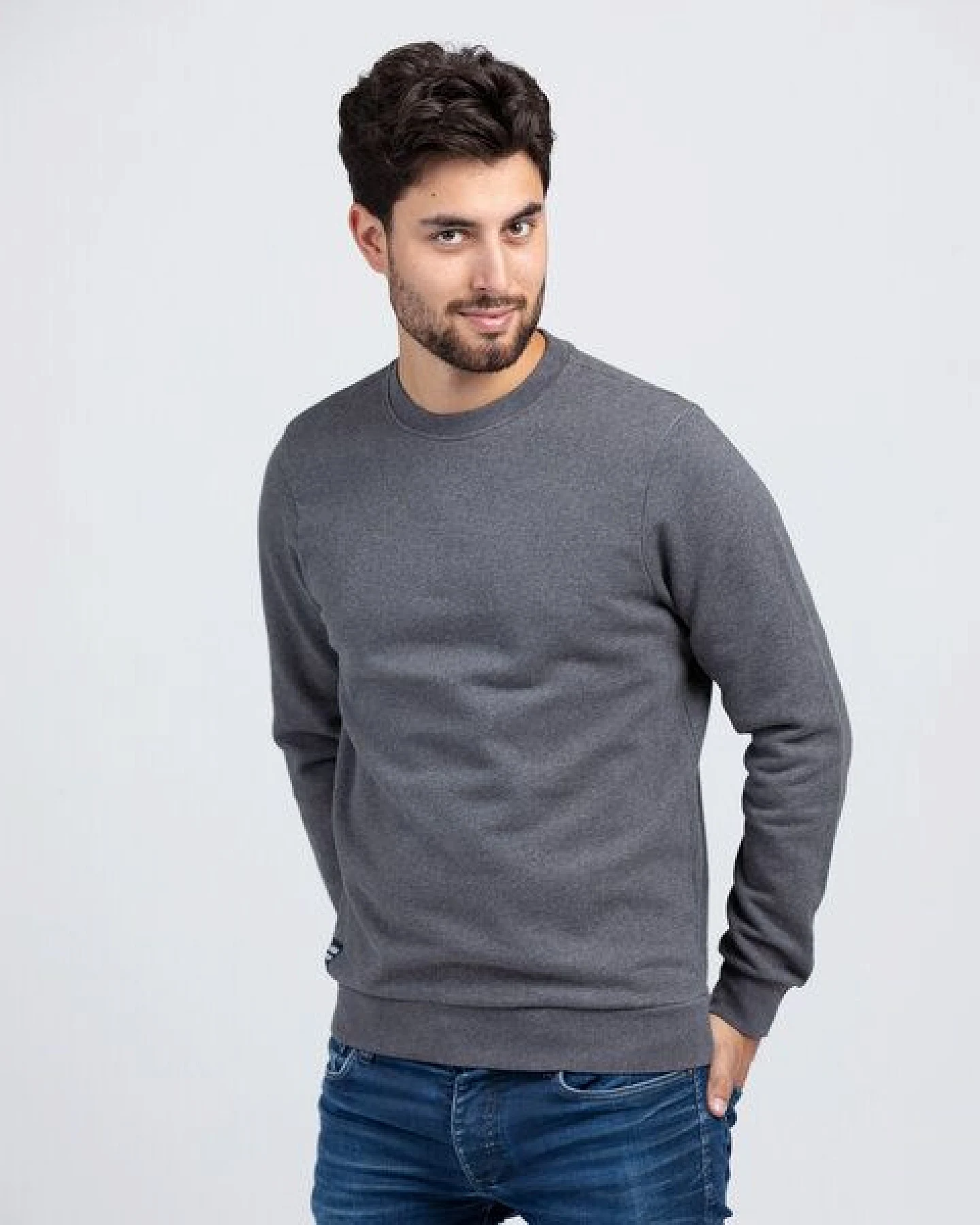 Lexi&Bö Herren Sweater mid grey melange – Ansicht 2