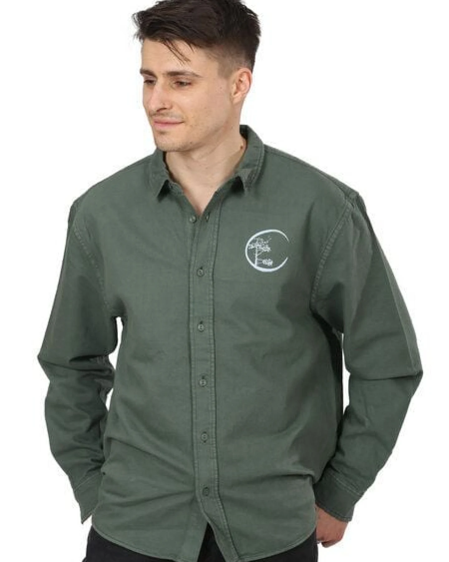 Life-Tree Hemd aus Biobaumwolle Fairwear für Herren "Circle" mit Brust-Logo in Green Bay Grün – Ansicht 2