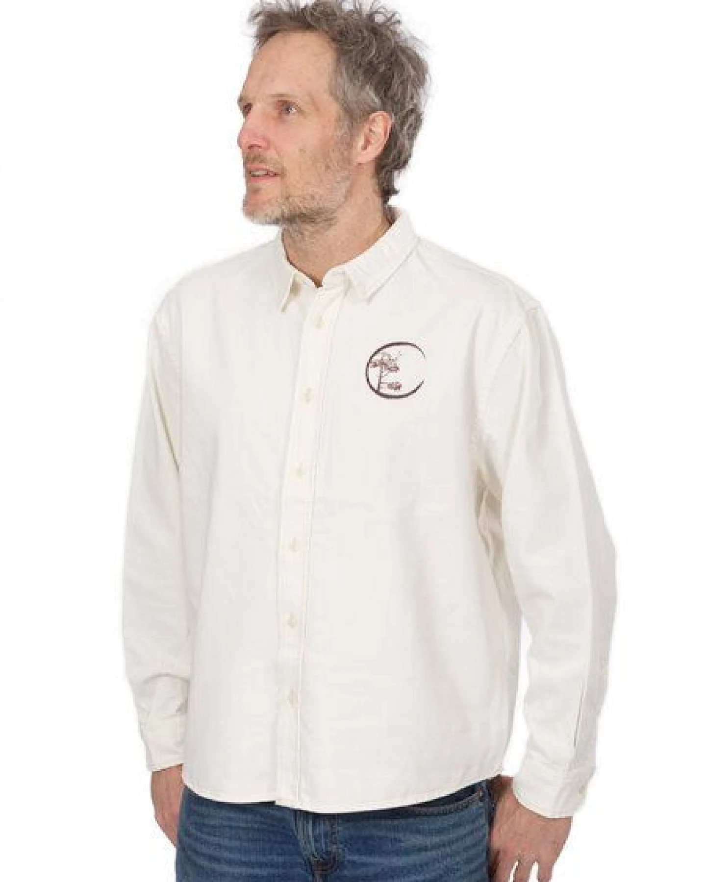 Life-Tree Hemd aus Biobaumwolle Fairwear für Herren "Circle" mit Brust-Logo in Natur Weiß – Ansicht 2