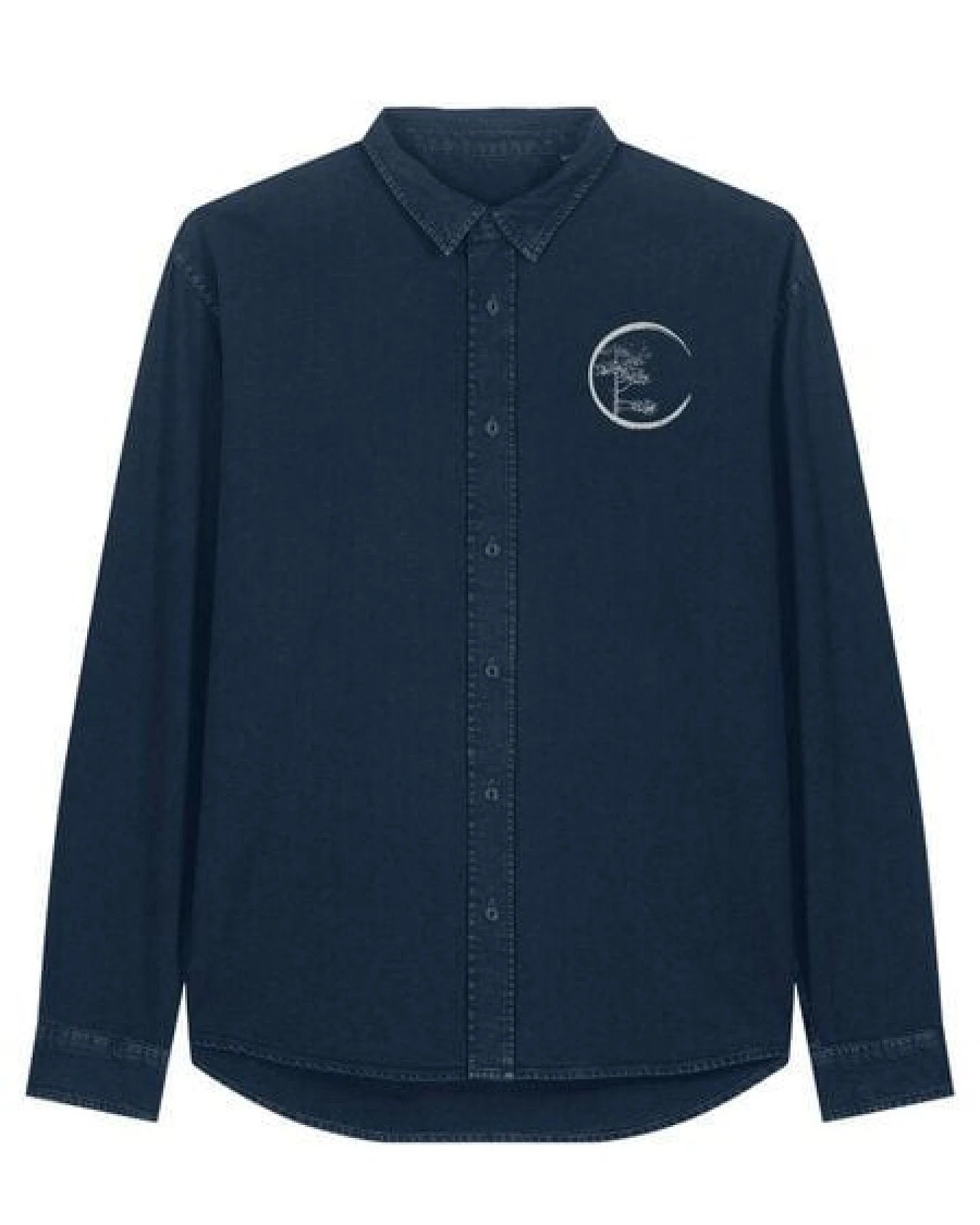 Life-Tree Hemd aus Biobaumwolle Fairwear für Herren "Circle" mit Brust-Logo in Navy Blau – Ansicht 4