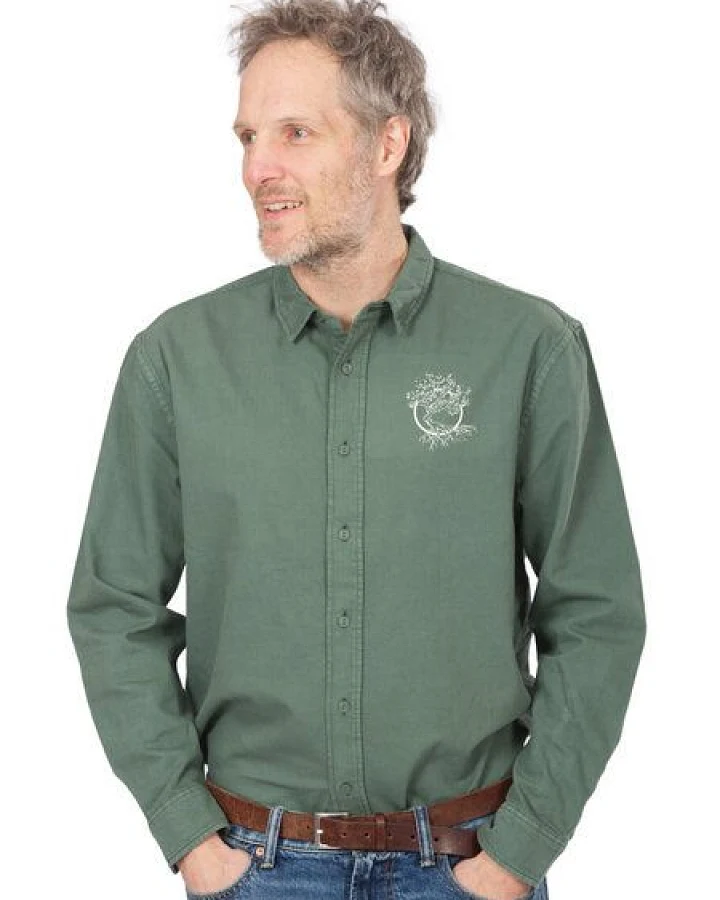 Life-Tree Organic Fairwear Fairwear Men Organic Hemd Workershirt Logo Bay Olive