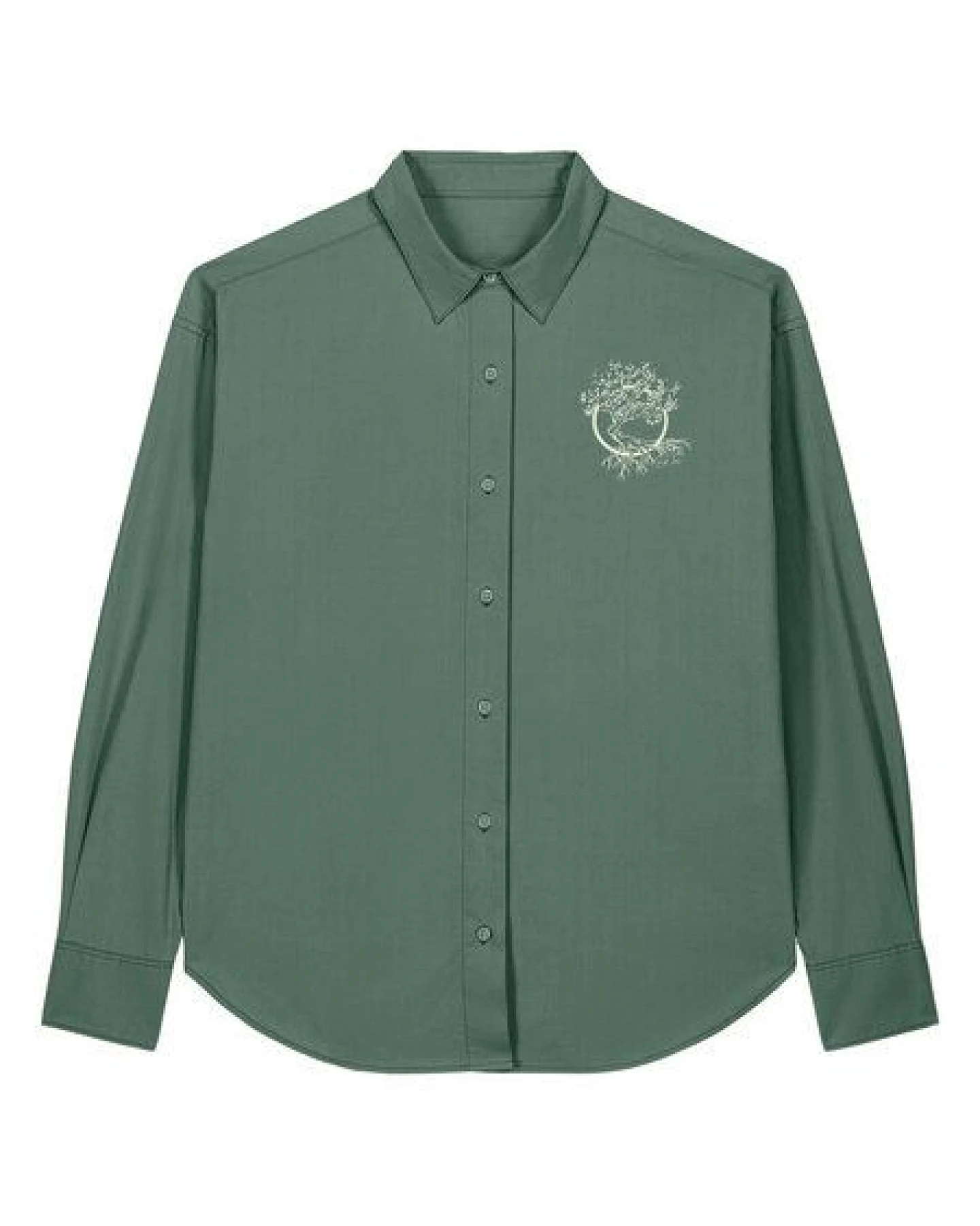 Life-Tree Organic Fairwear Fairwear Men Organic Hemd Workershirt Logo Bay Olive – Ansicht 4