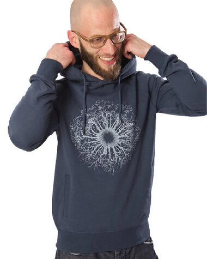 Life-Tree Organic Fairwear Hoodie Men Fairwear Organic Dark WoodenIris/