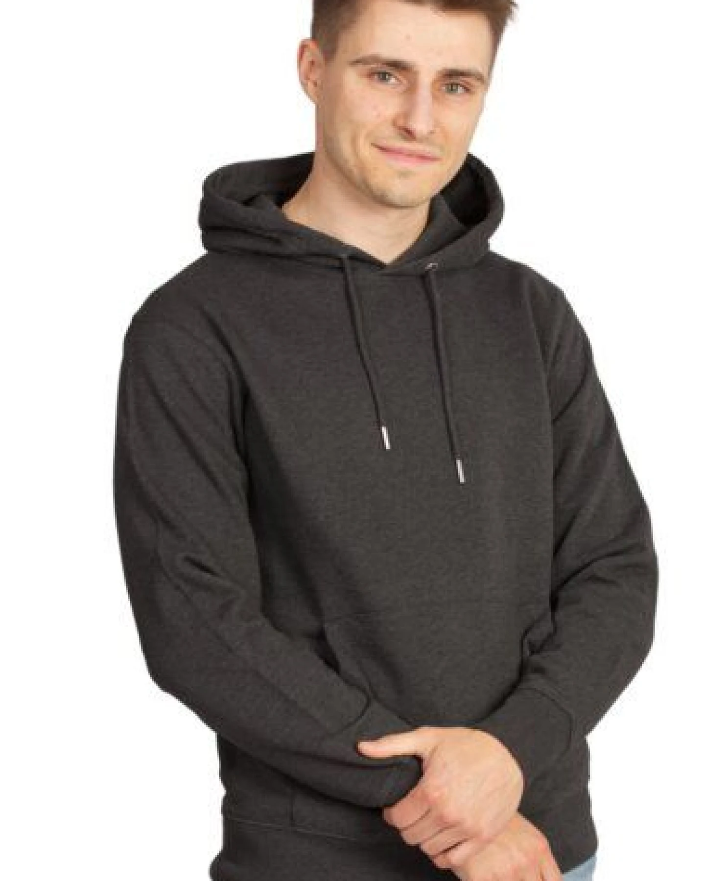 Life-Tree Hoodie aus Biobaumwolle Fairwear Unisex "Weltenbaum" in Dark Heather Grey – Ansicht 3