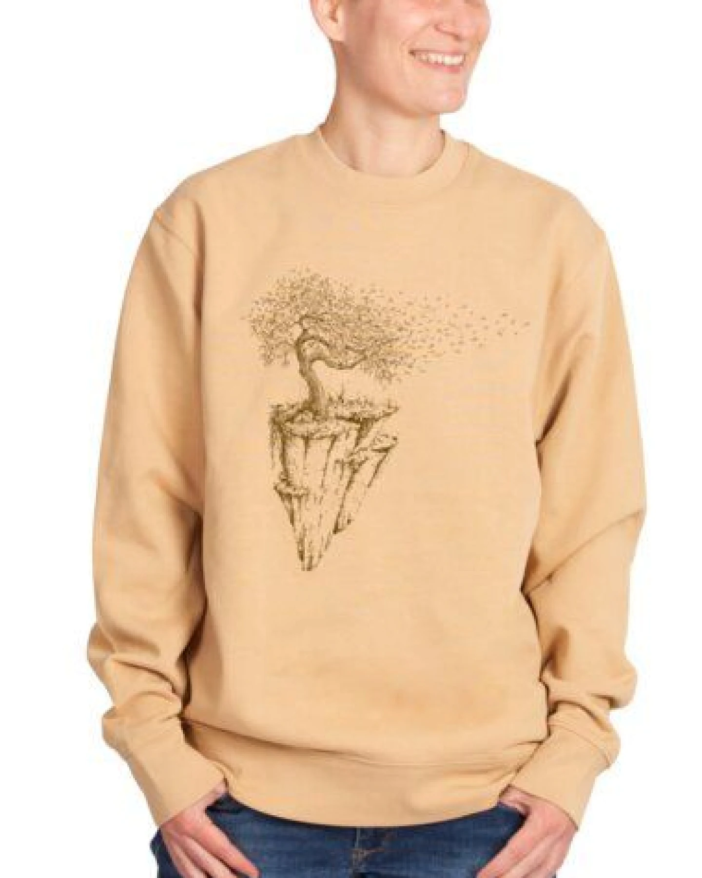 Life-Tree Sweater aus Biobaumwolle Fairwear Unisex "Maple Island" in Latte – Ansicht 3