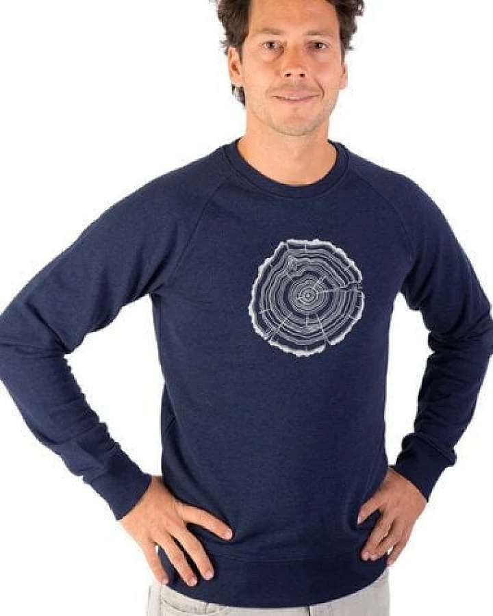 Life-Tree Sweater aus Biobaumwolle Fairwear für Herren "Treeslice" in Denim Blue