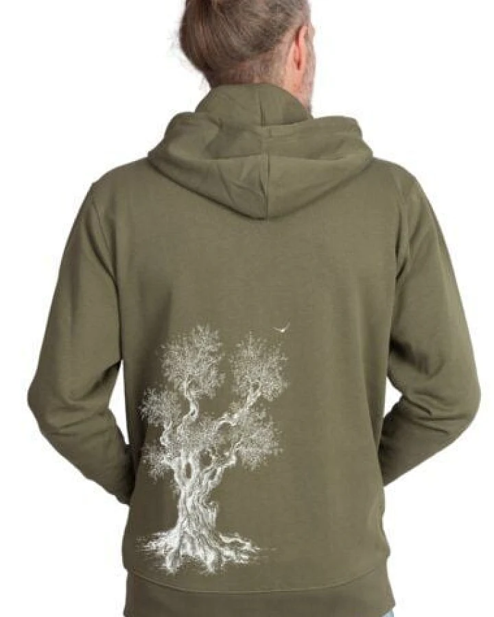 Life-Tree Zipper aus Biobaumwolle Unisex "Olive Tree" in Khaki