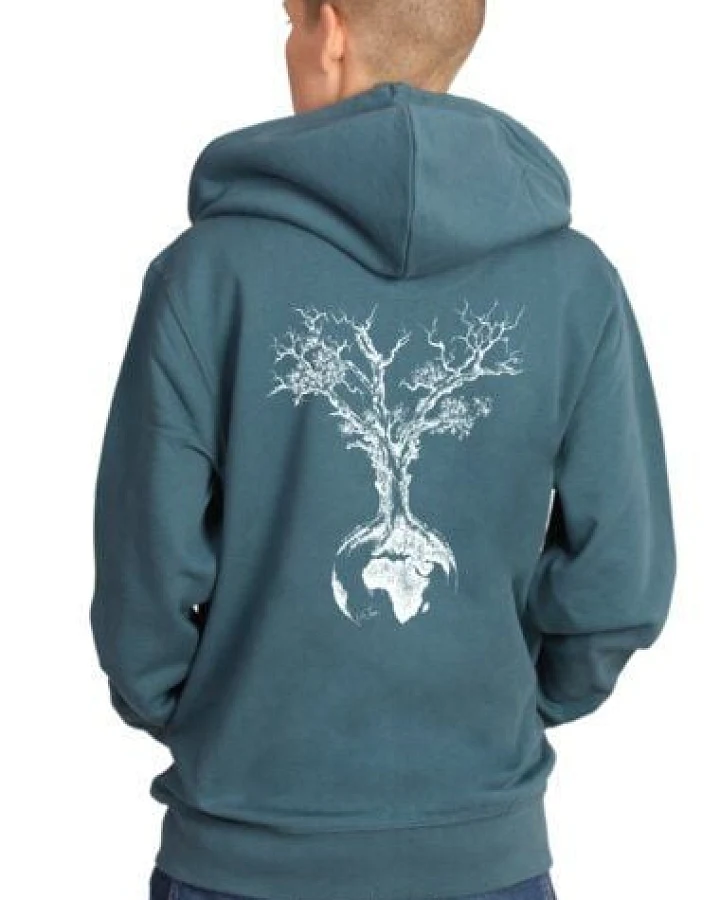 Life-Tree Zipper aus Biobaumwolle Unisex "Weltenbaum" in Stargazer Blau
