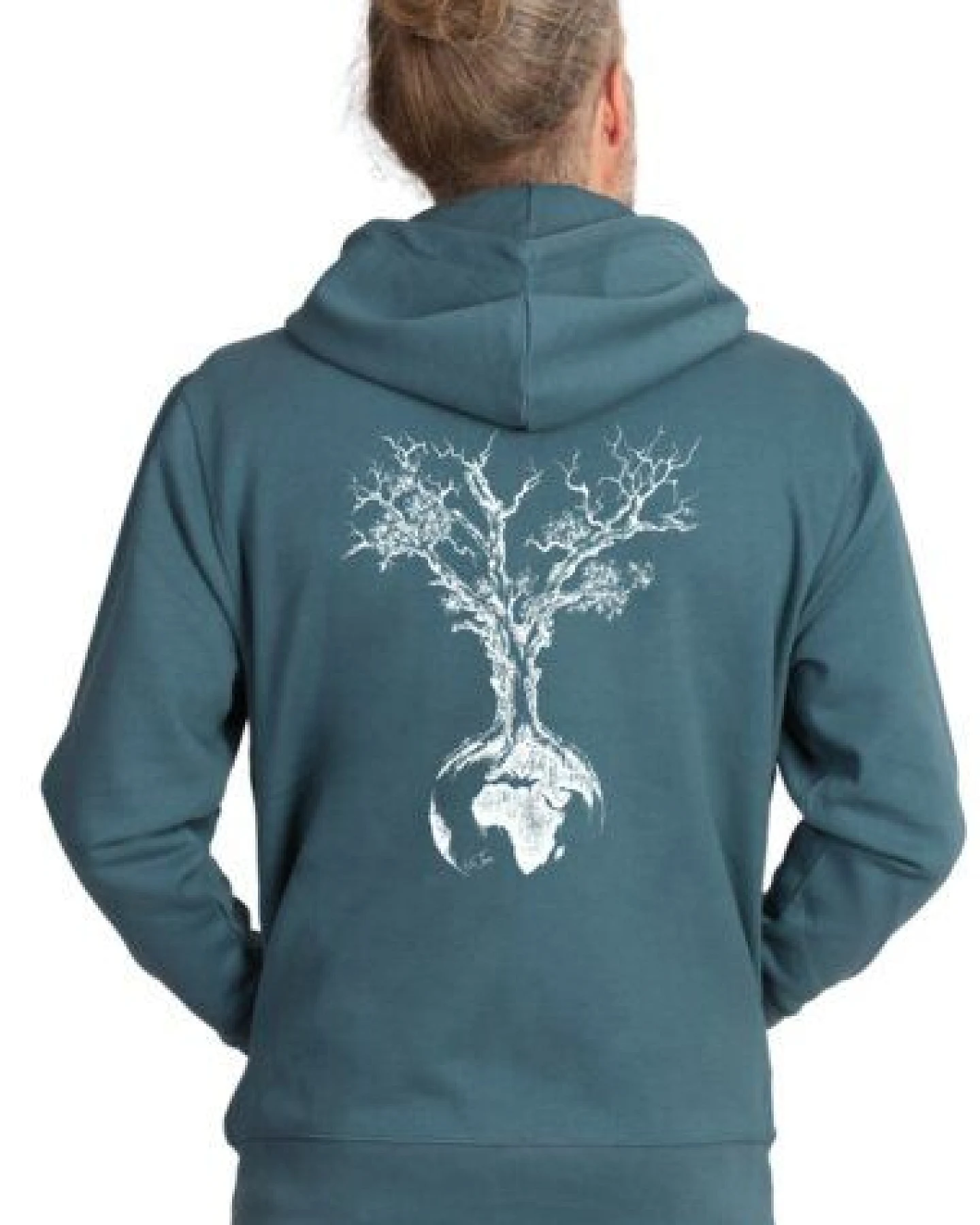 Life-Tree Zipper aus Biobaumwolle Unisex "Weltenbaum" in Stargazer Blau – Ansicht 2
