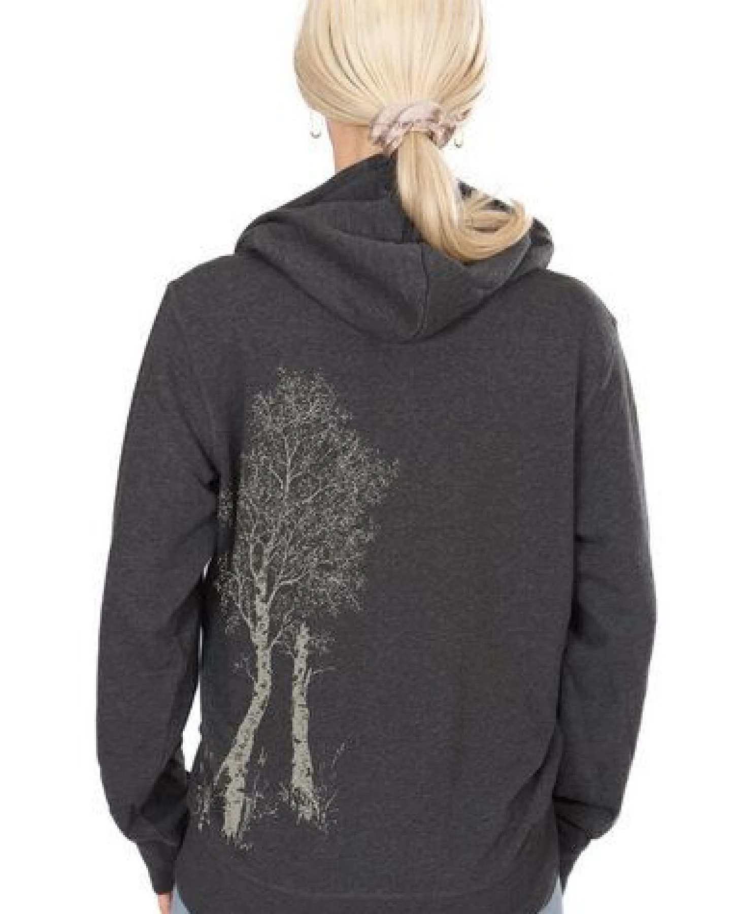 Life-Tree Zipper aus Biobaumwolle für Damen "Birke" in Dark Heather Grey/Heather Blue – Ansicht 3
