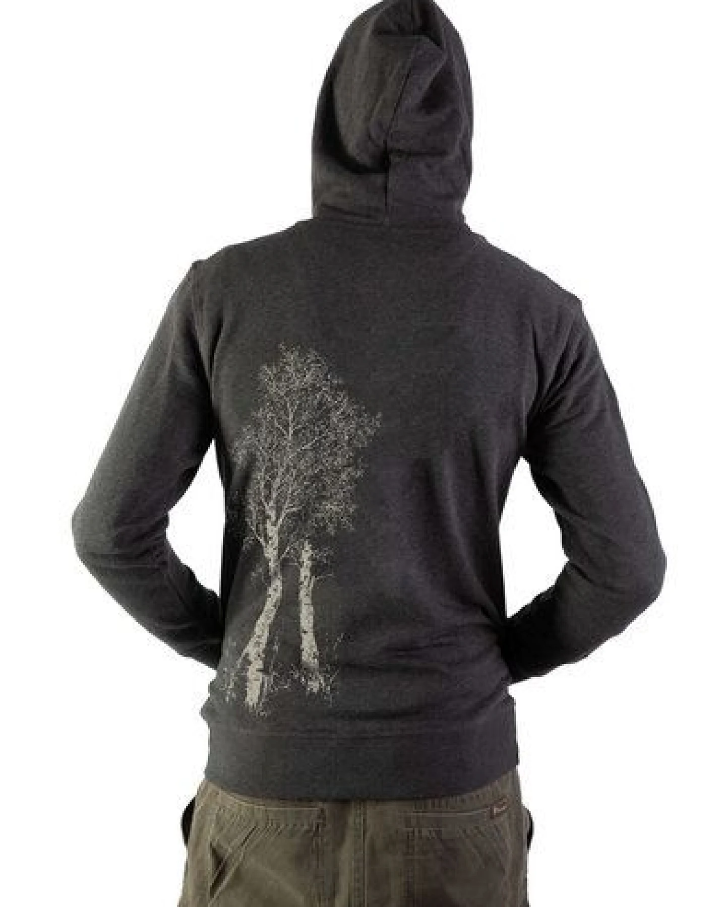 Life-Tree Zipper aus Biobaumwolle für Herren "Birke" in Dark Heather Grey/Heather Blue – Ansicht 3