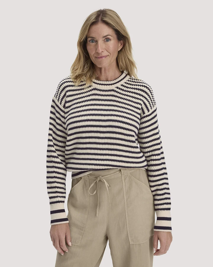 hessnatur Damen Strick Pullover Relaxed aus Bio-Baumwolle - beige - Größe L