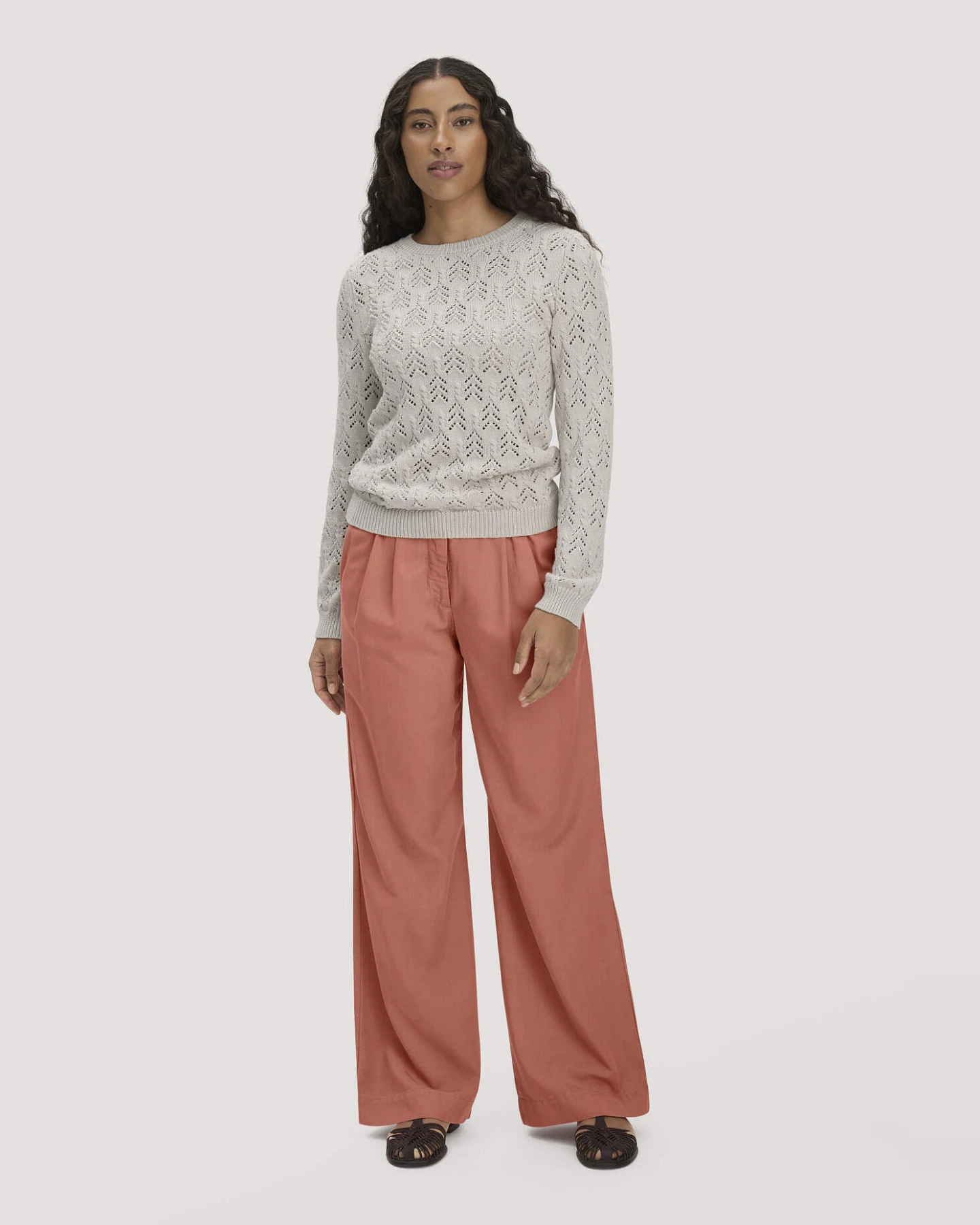 hessnatur Damen Strick Pullover Regular aus Bio-Baumwolle und Schurwolle - beige - Größe L – Ansicht 2