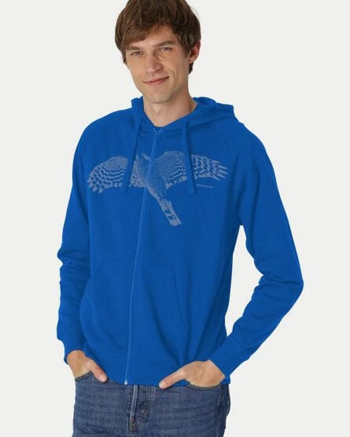 Peaces.bio - handbedruckte Biomode Bio Herren-Zip-Hoodie Sperber