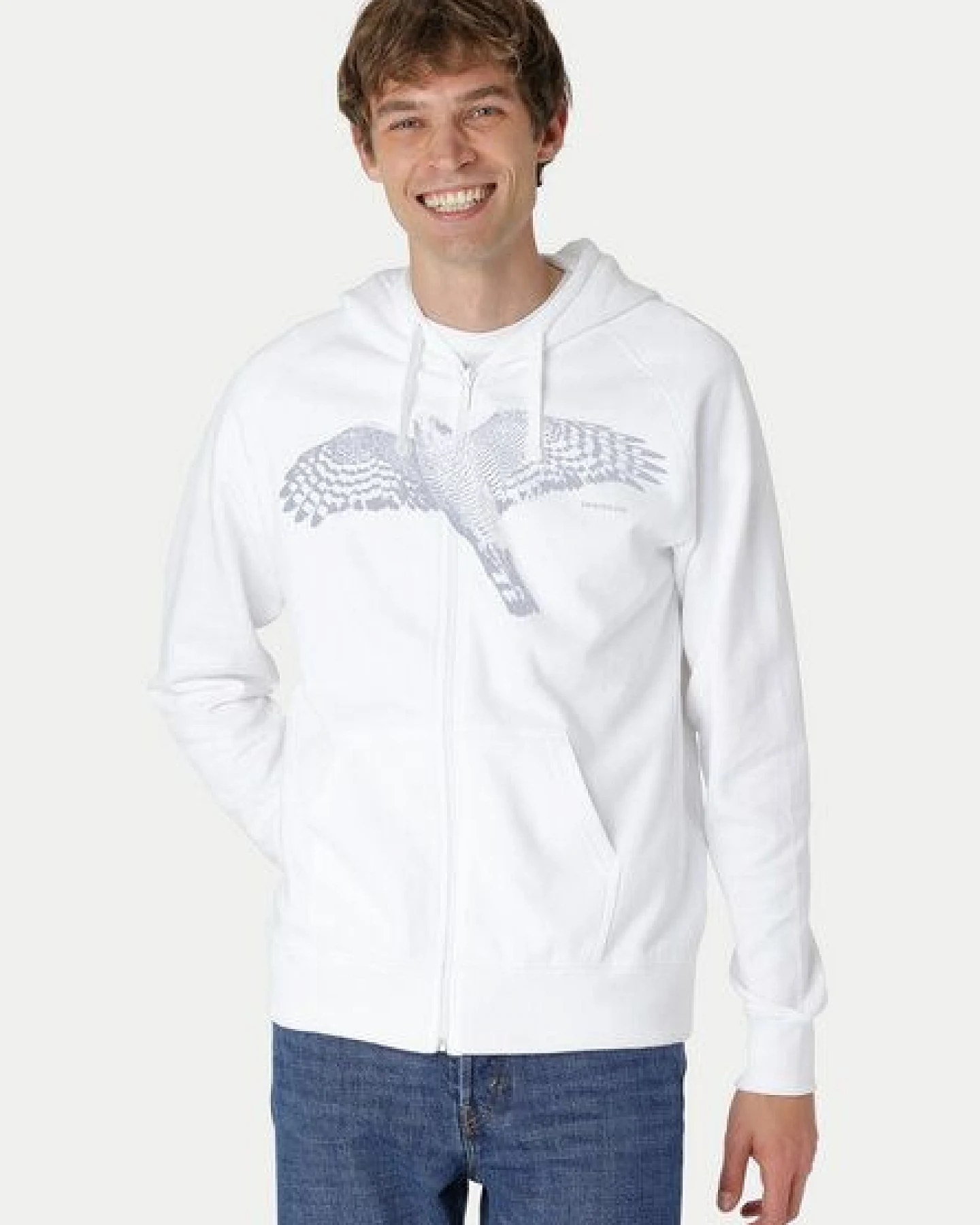 Peaces.bio - handbedruckte Biomode Bio Herren-Zip-Hoodie Sperber – Ansicht 2