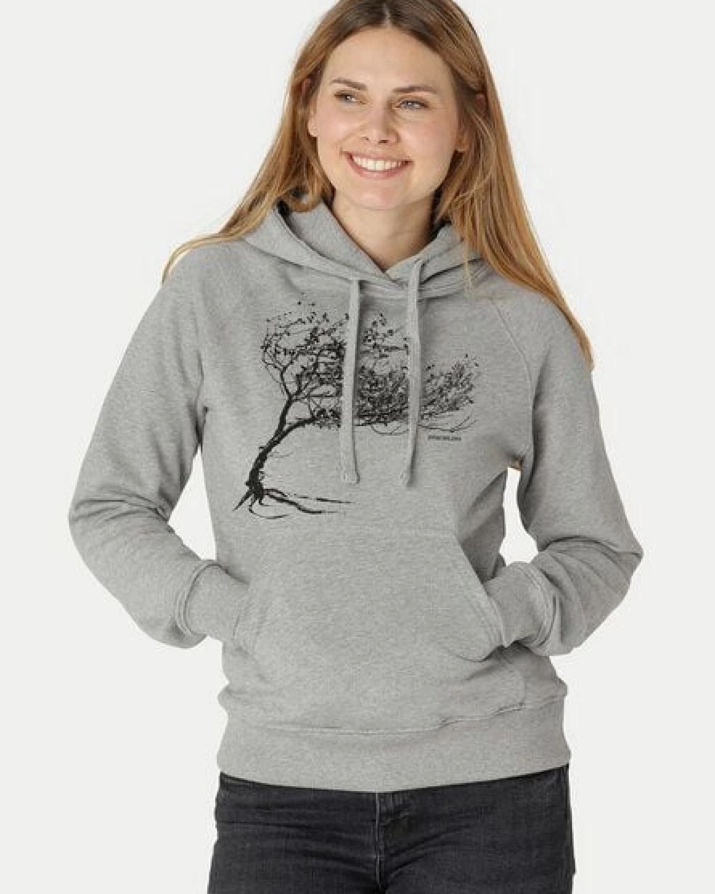 Peaces.bio - handbedruckte Biomode Bio-Damen-Kapuzensweater "Windytree" – Ansicht 2