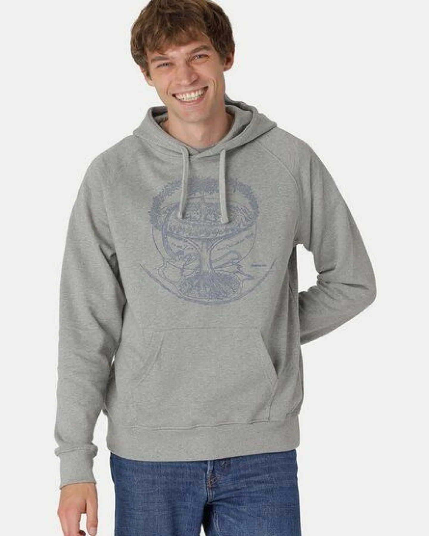 Peaces.bio - handbedruckte Biomode Bio-Herren-Kapuzensweater "Weltenesche" – Ansicht 2