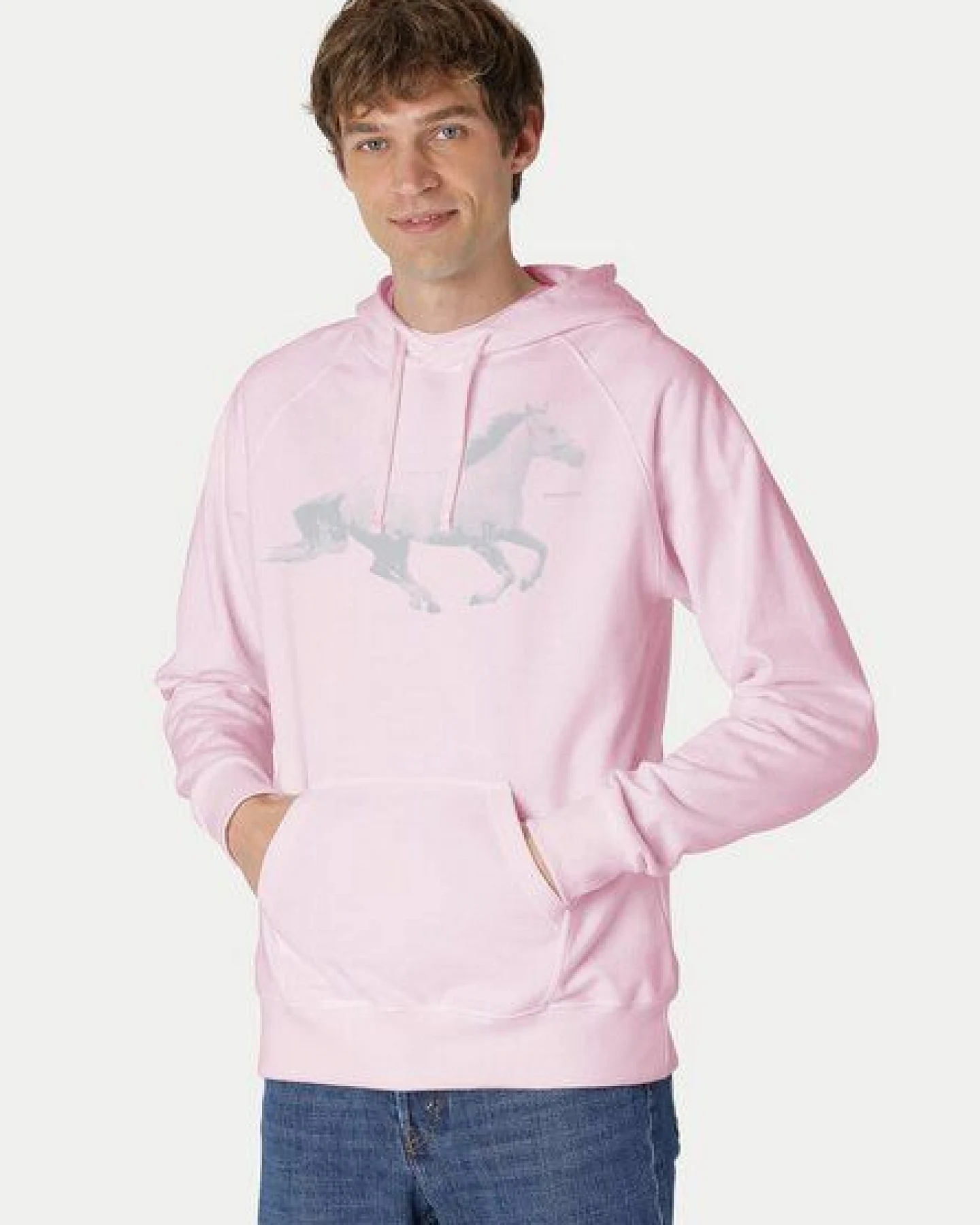 Peaces.bio - handbedruckte Biomode Bio-Herren-Kapuzensweater Horsepower – Ansicht 2