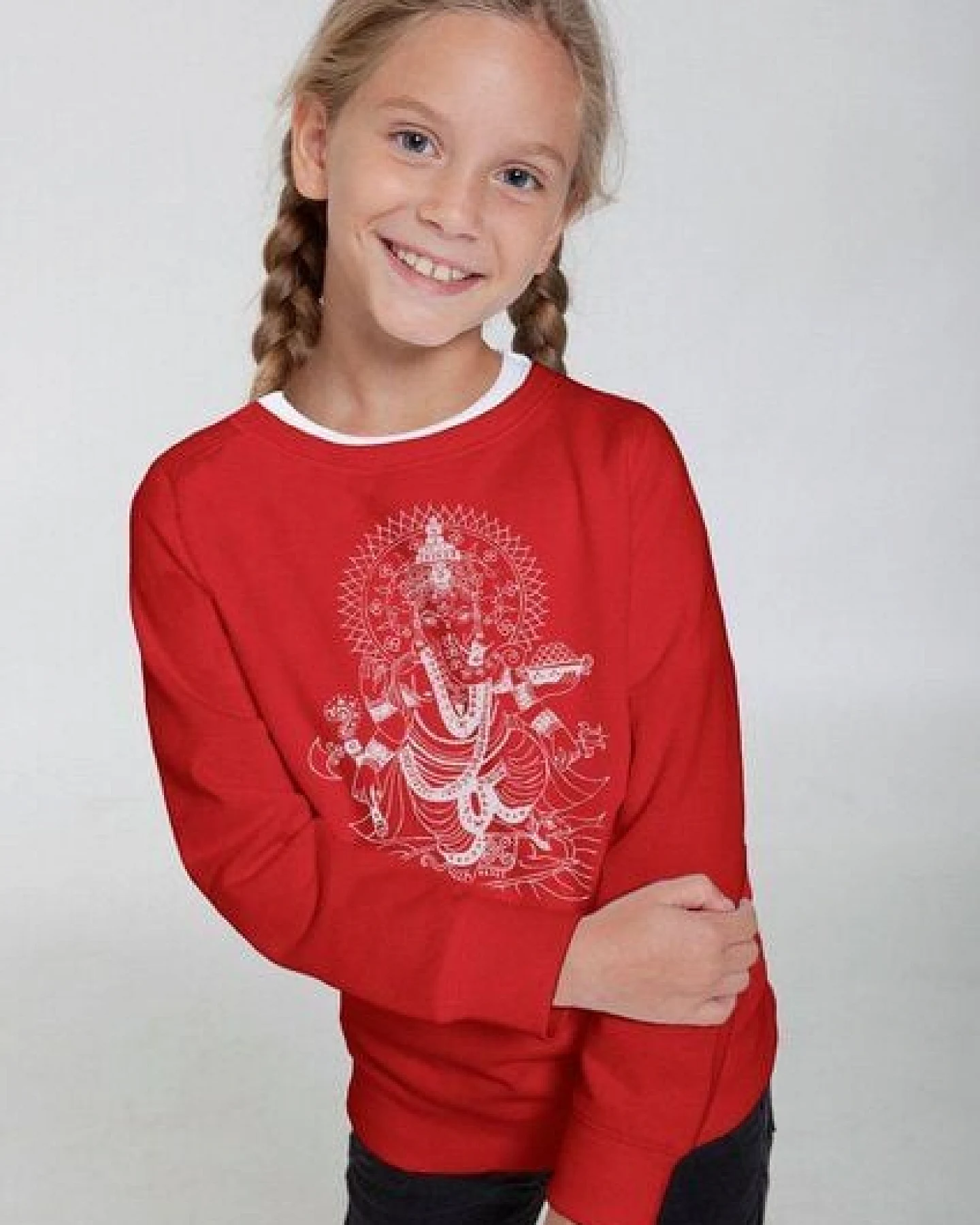 Peaces.bio - handbedruckte Biomode Bio-Kindersweatshirt "Ganesha" – Ansicht 3