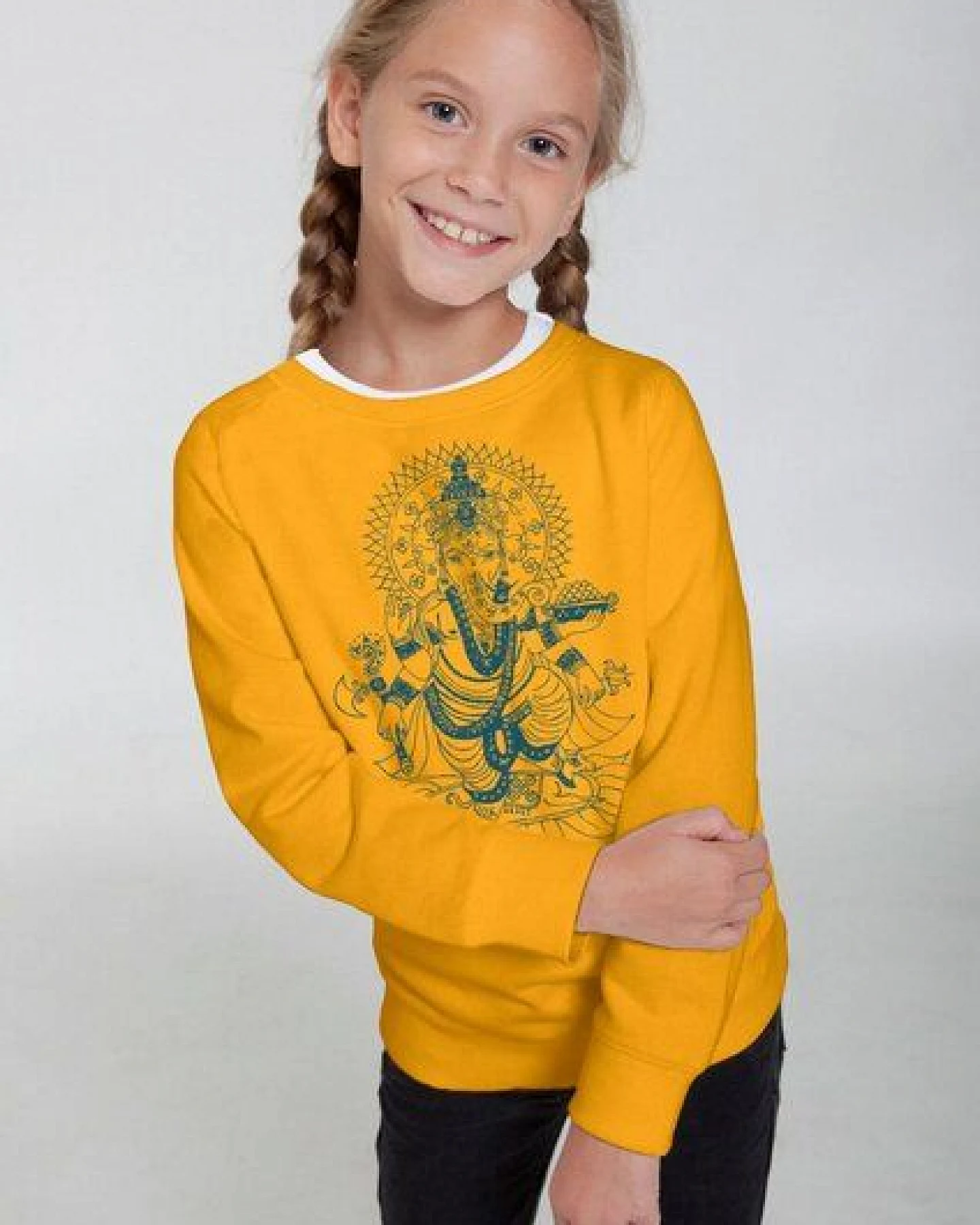 Peaces.bio - handbedruckte Biomode Bio-Kindersweatshirt "Ganesha" – Ansicht 2