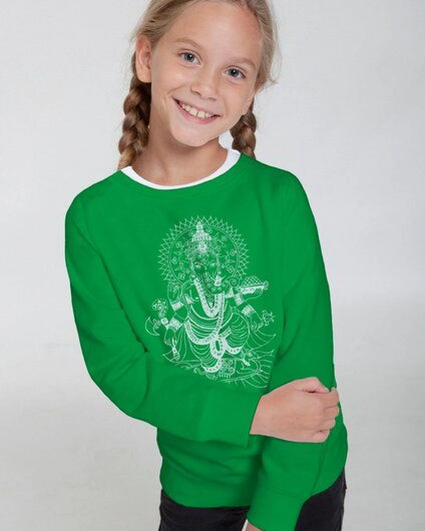 Peaces.bio - handbedruckte Biomode Bio-Kindersweatshirt "Ganesha" – Ansicht 4
