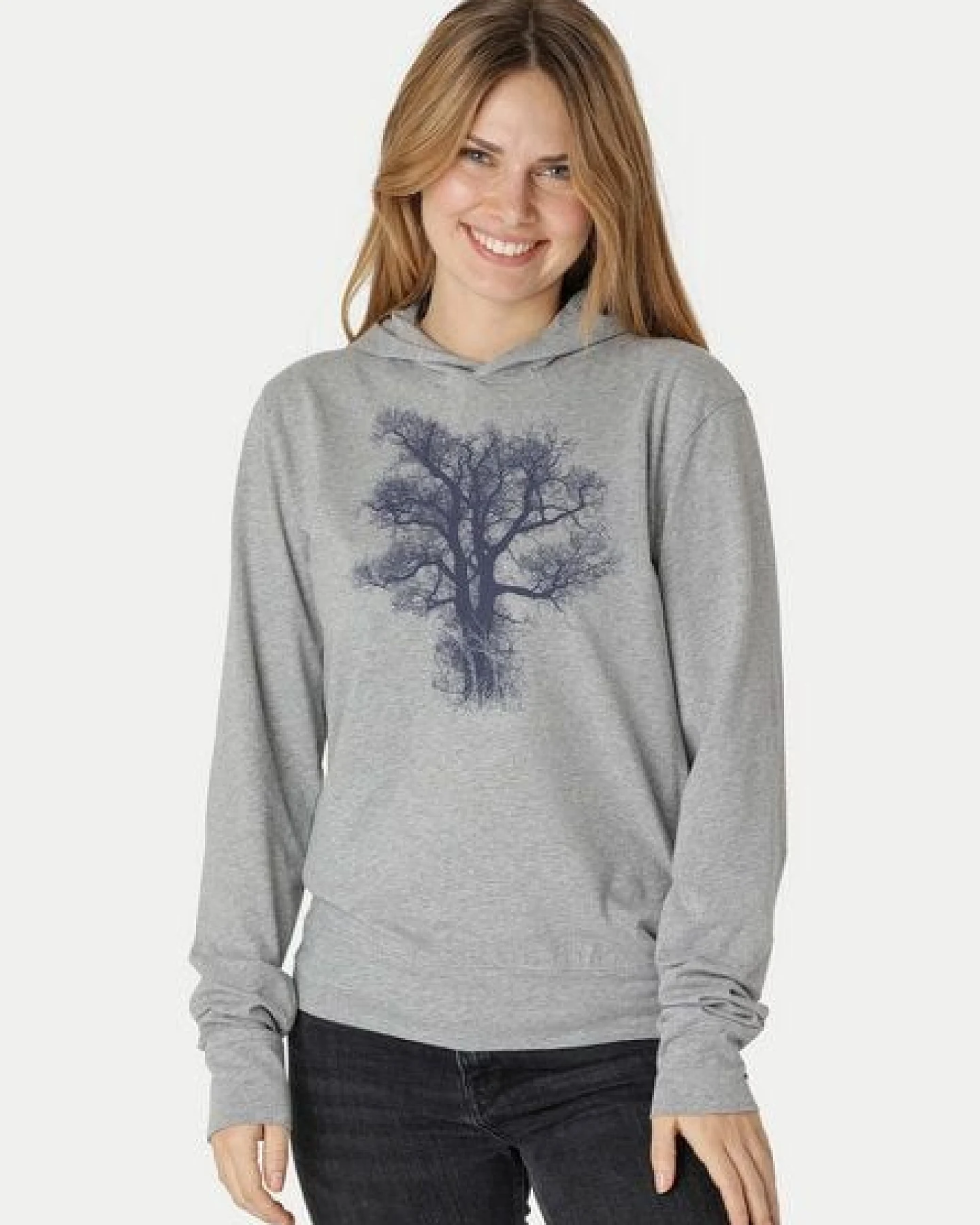 Peaces.bio - handbedruckte Biomode Damen Jersey-Hoodie Chestnut – Ansicht 2