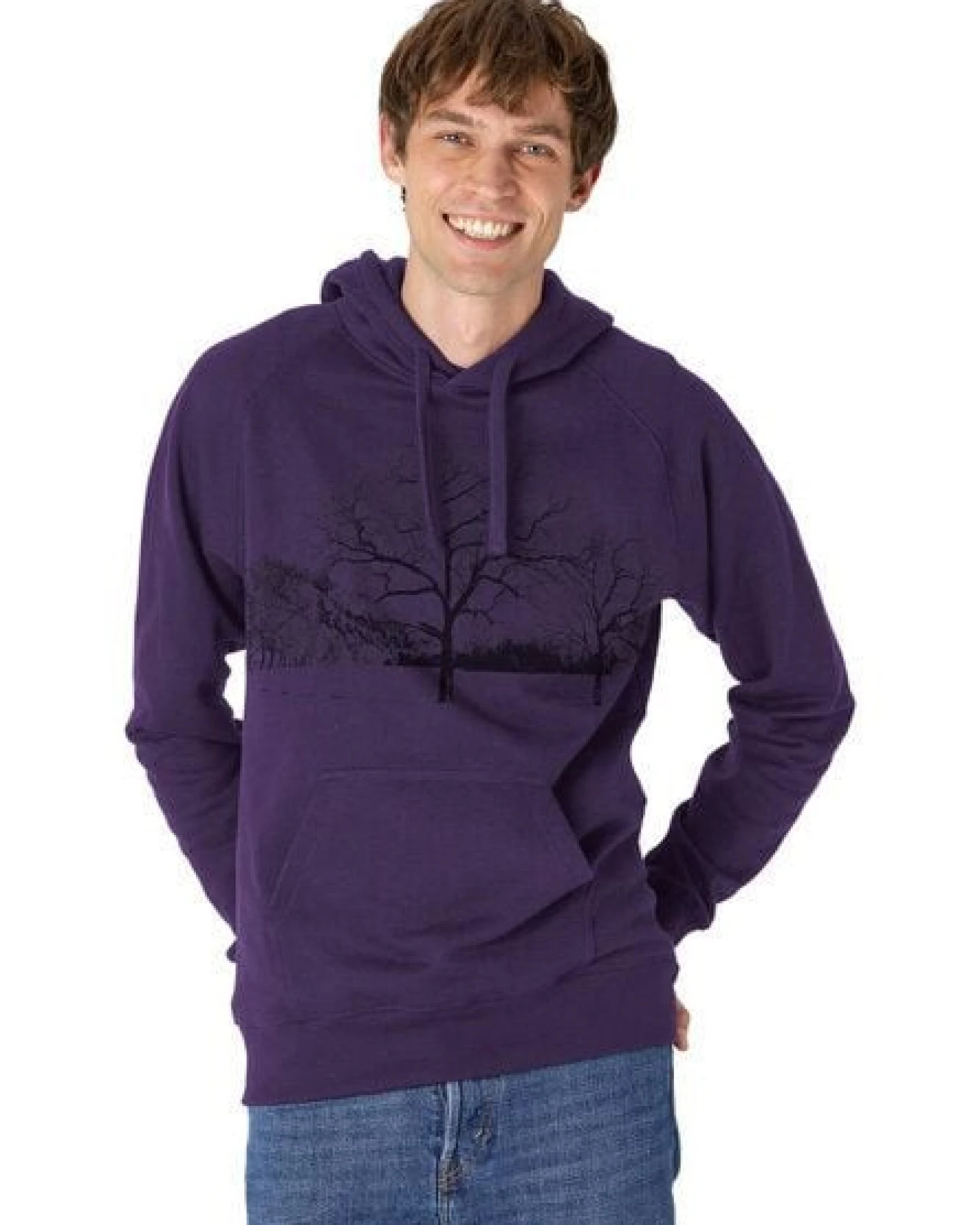 Peaces.bio - handbedruckte Biomode Herren Kapuzenpulli Landscape – Ansicht 4