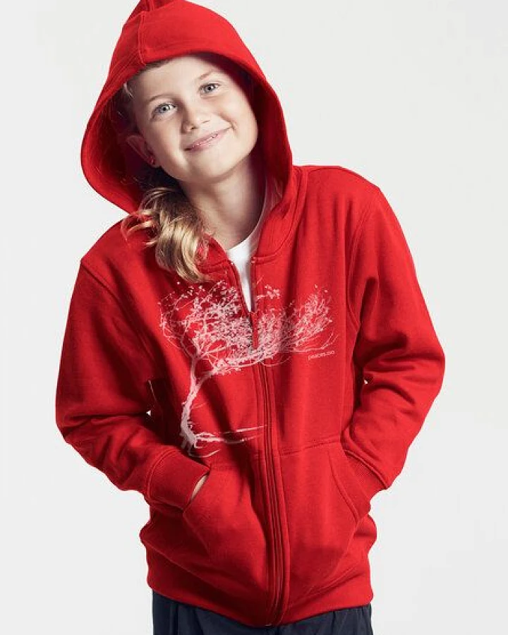 Peaces.bio - handbedruckte Biomode Kinder Zip-Hoodie Windy Tree