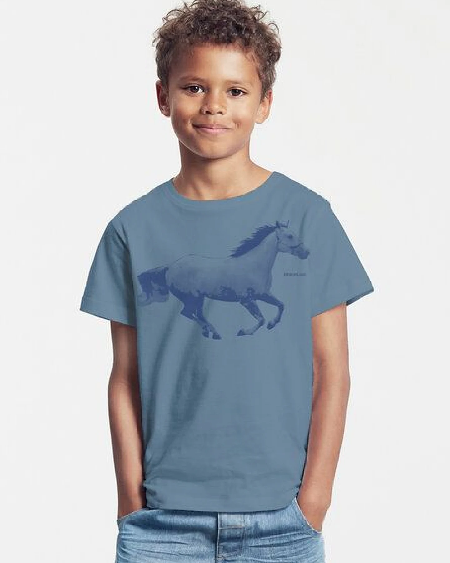 Peaces.bio - handbedruckte Biomode Bio-Kinder T-Shirt Horsepower – Ansicht 2
