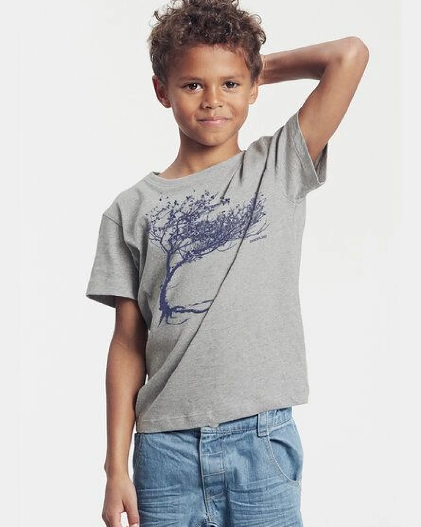 Peaces.bio - handbedruckte Biomode Bio-Kinder T-Shirt Windy Tree – Ansicht 2
