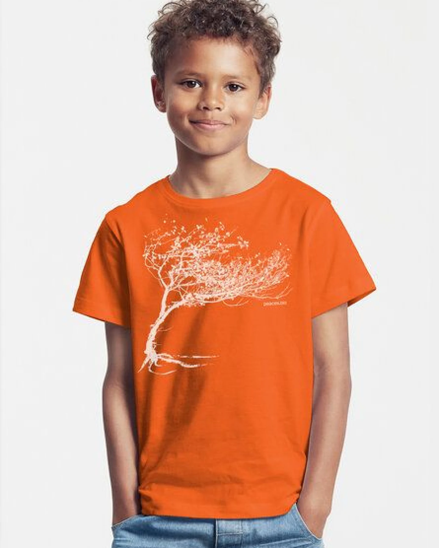 Peaces.bio - handbedruckte Biomode Bio-Kinder T-Shirt Windy Tree – Ansicht 2