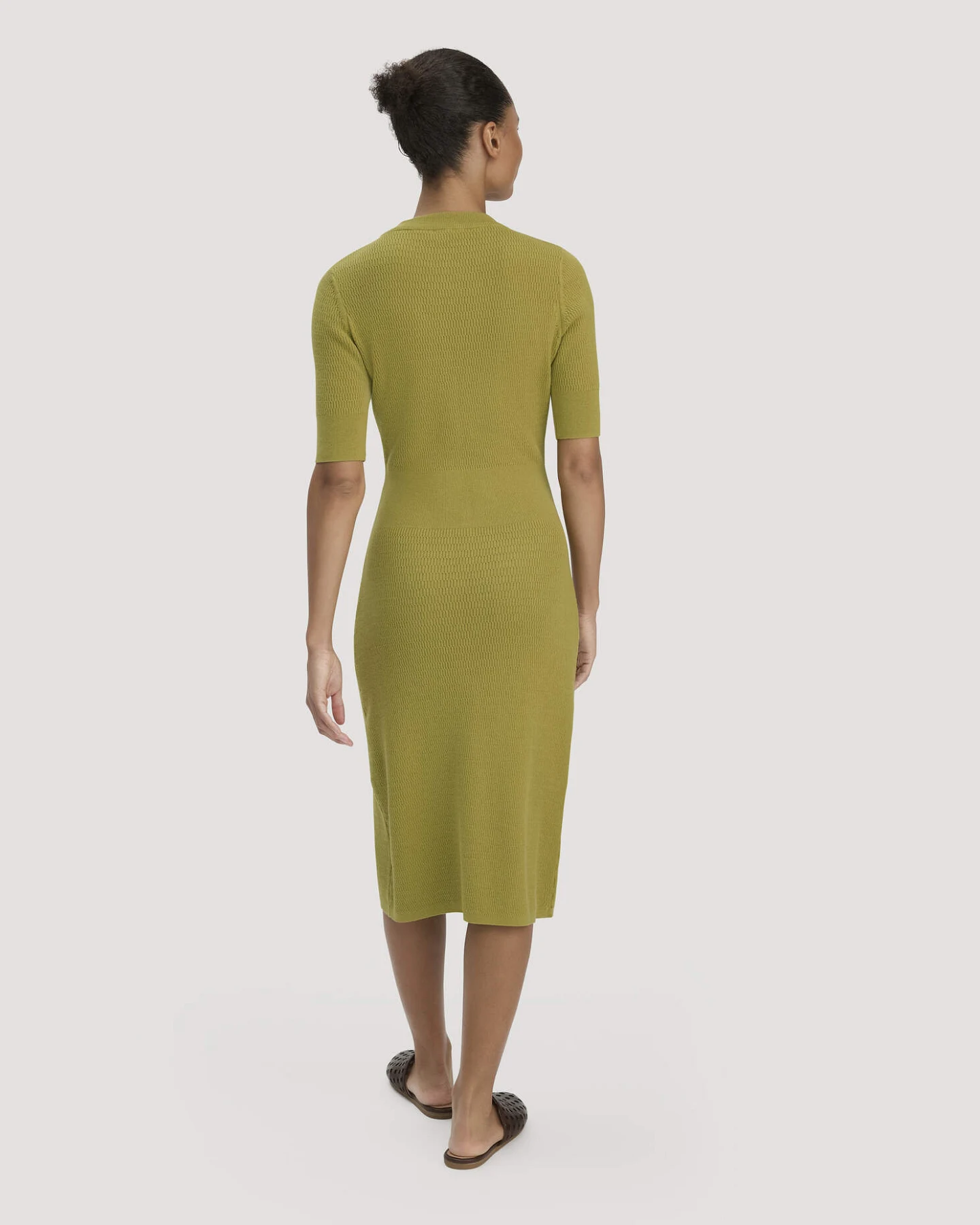 hessnatur Damen Strick Kleid Regular aus Bio-Baumwolle und Wolle - grün - Größe XL – Ansicht 2