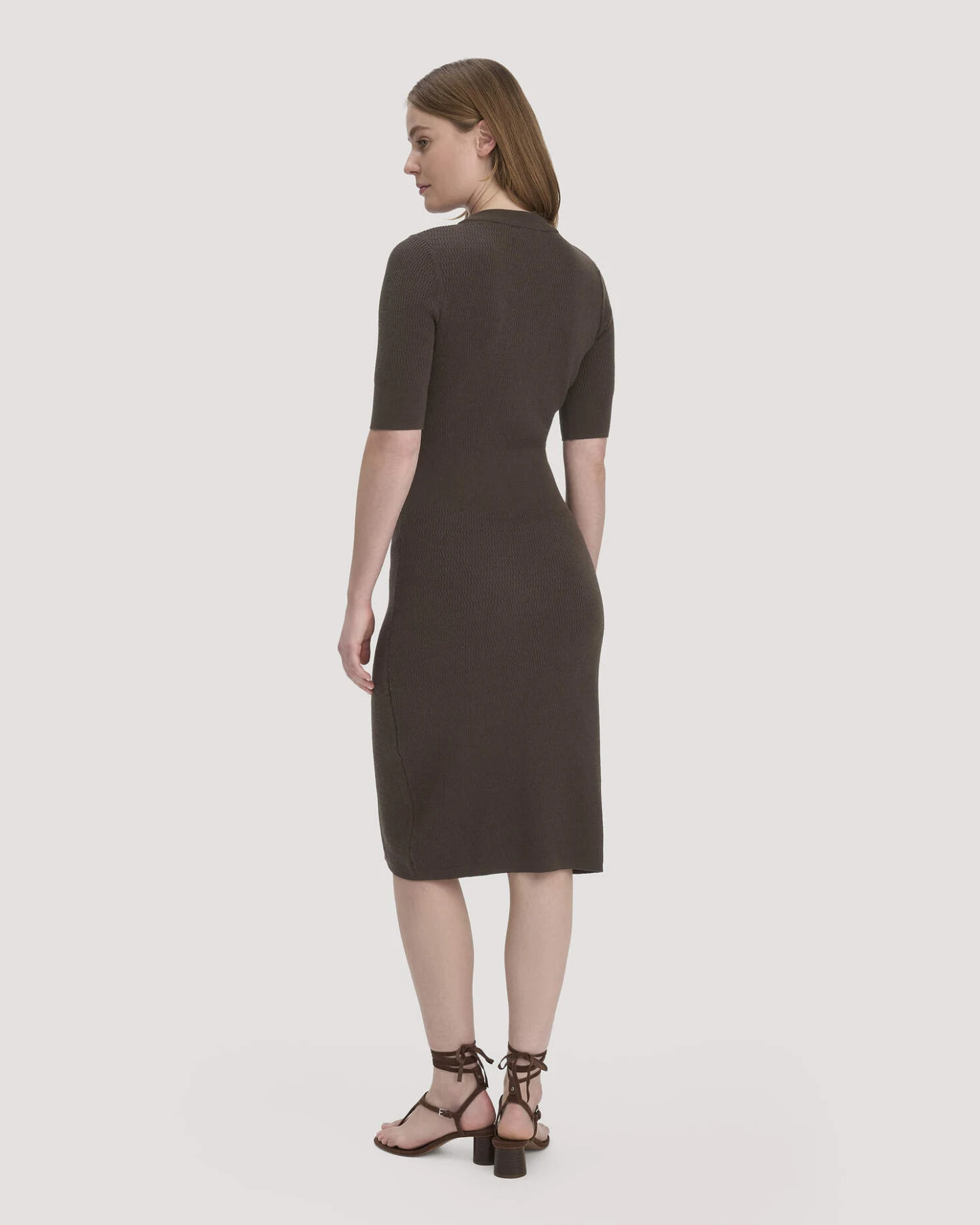 hessnatur Damen Strick Kleid Regular aus Bio-Baumwolle und Wolle - braun - Größe M – Ansicht 2