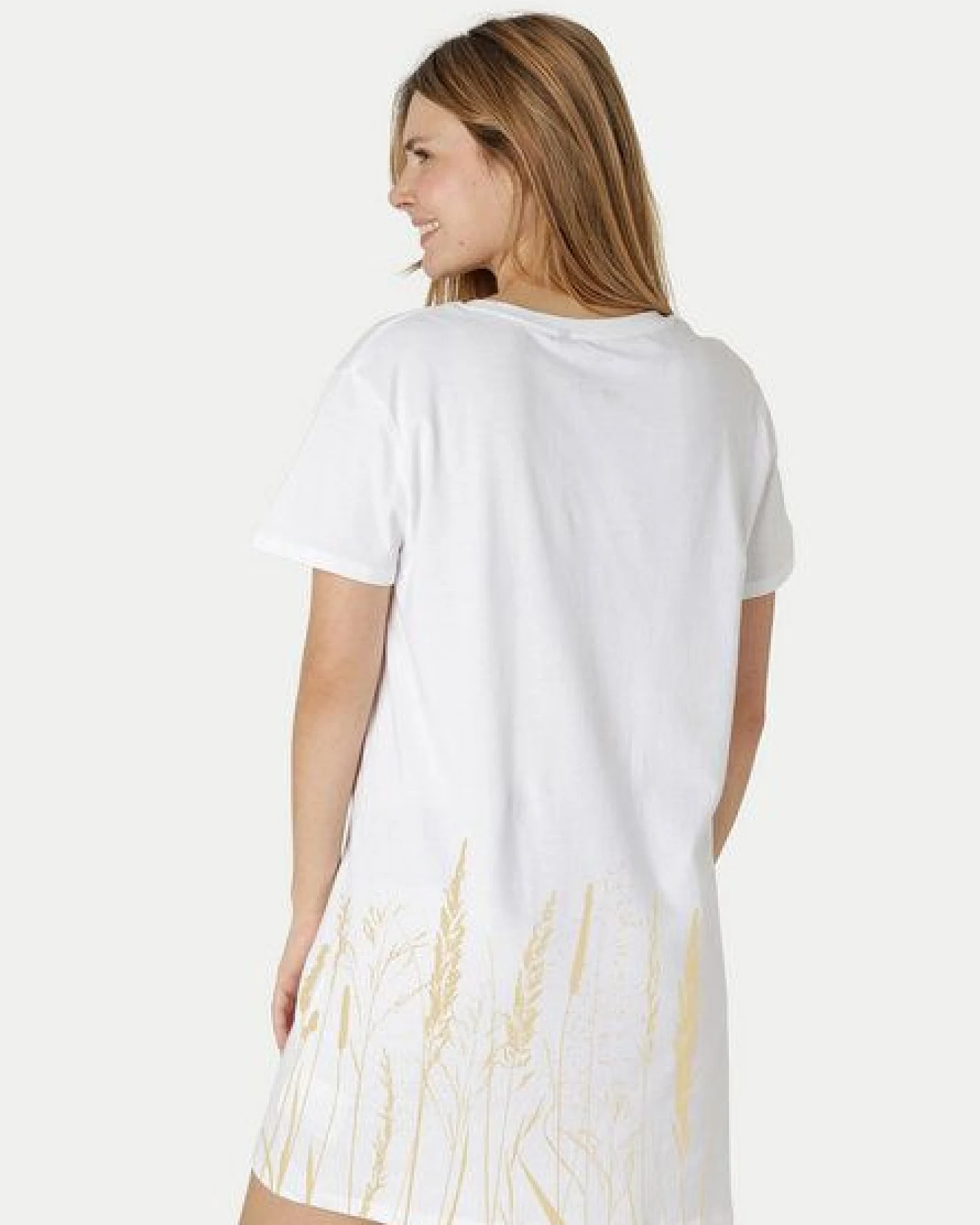 Peaces.bio - handbedruckte Biomode Longshirt Gräservielfalt Damen – Ansicht 2