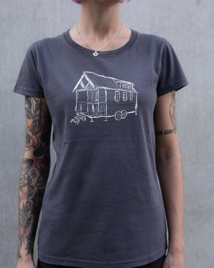 ilovemixtapes Frauen T-Shirt Tiny House aus Biobaumwolle Made in Portugal dunkelgrau ILP05