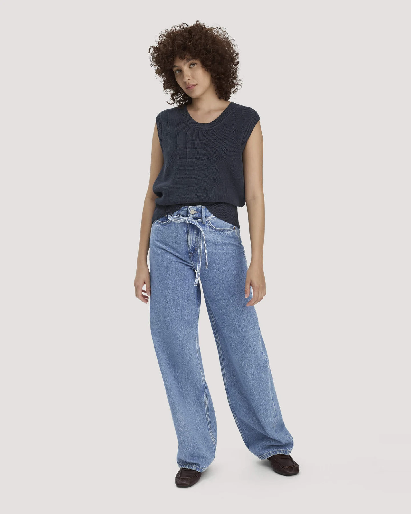 hessnatur Damen Strick Top Regular aus Bio-Baumwolle - blau - Größe M – Ansicht 2
