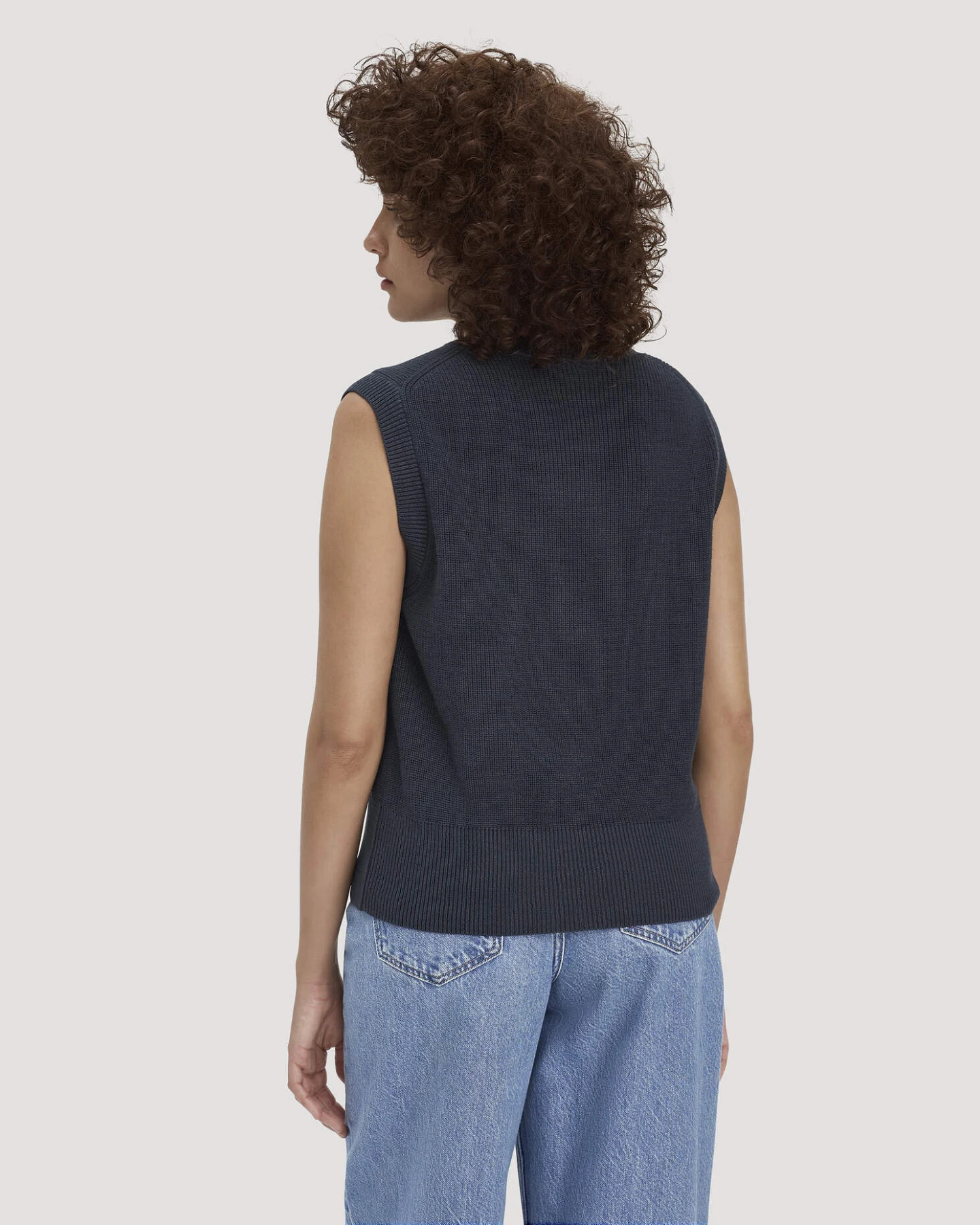 hessnatur Damen Strick Top Regular aus Bio-Baumwolle - blau - Größe S – Ansicht 3