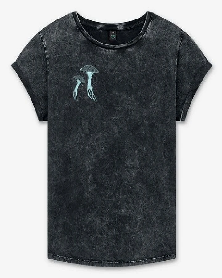 ilovemixtapes Quallen Rolled Sleeve Damen T-Shirt - Acid Black