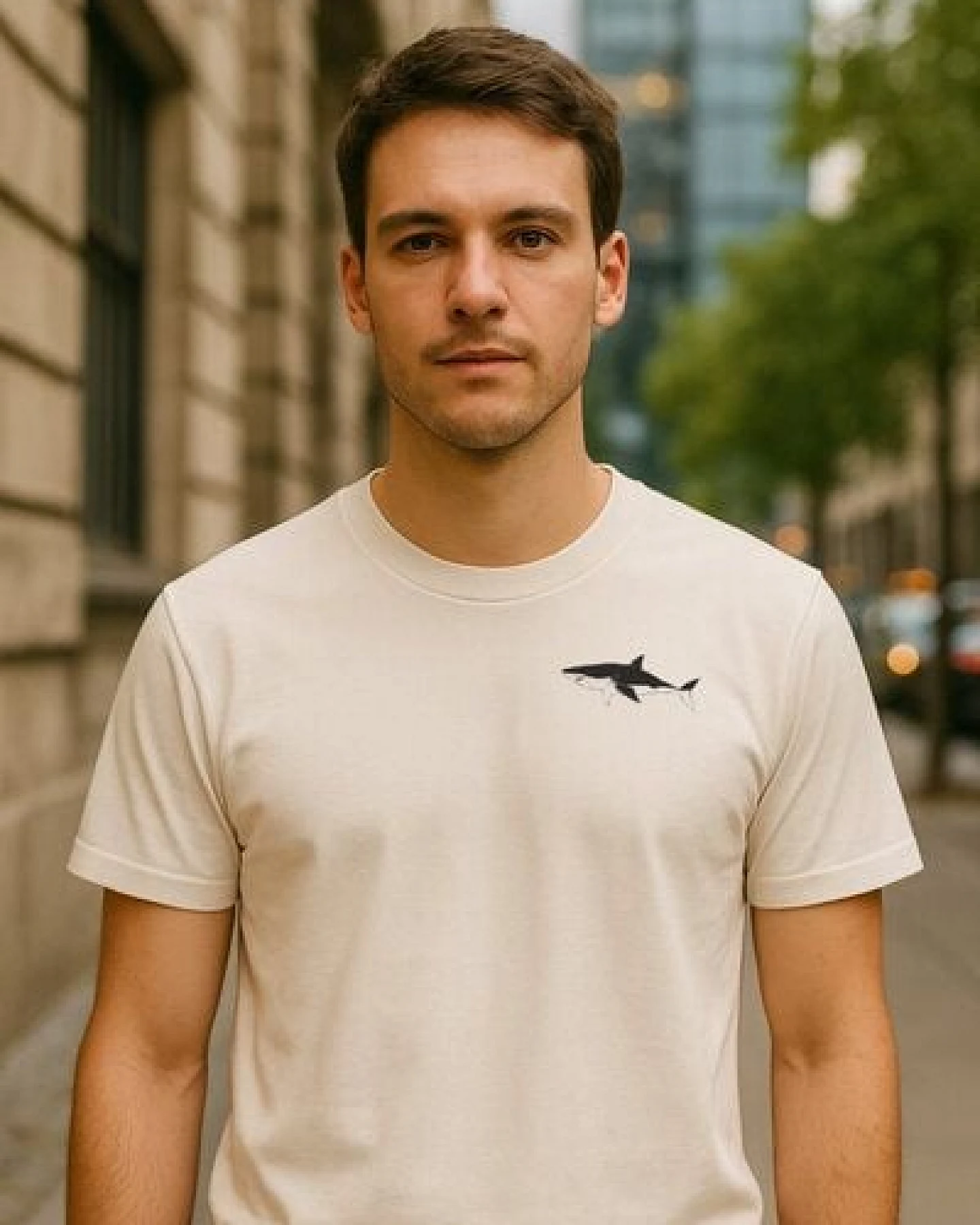 ilovemixtapes Unisex Bio T-Shirt mit Hai Brustdruck – handbedruckt & fair – Ansicht 2