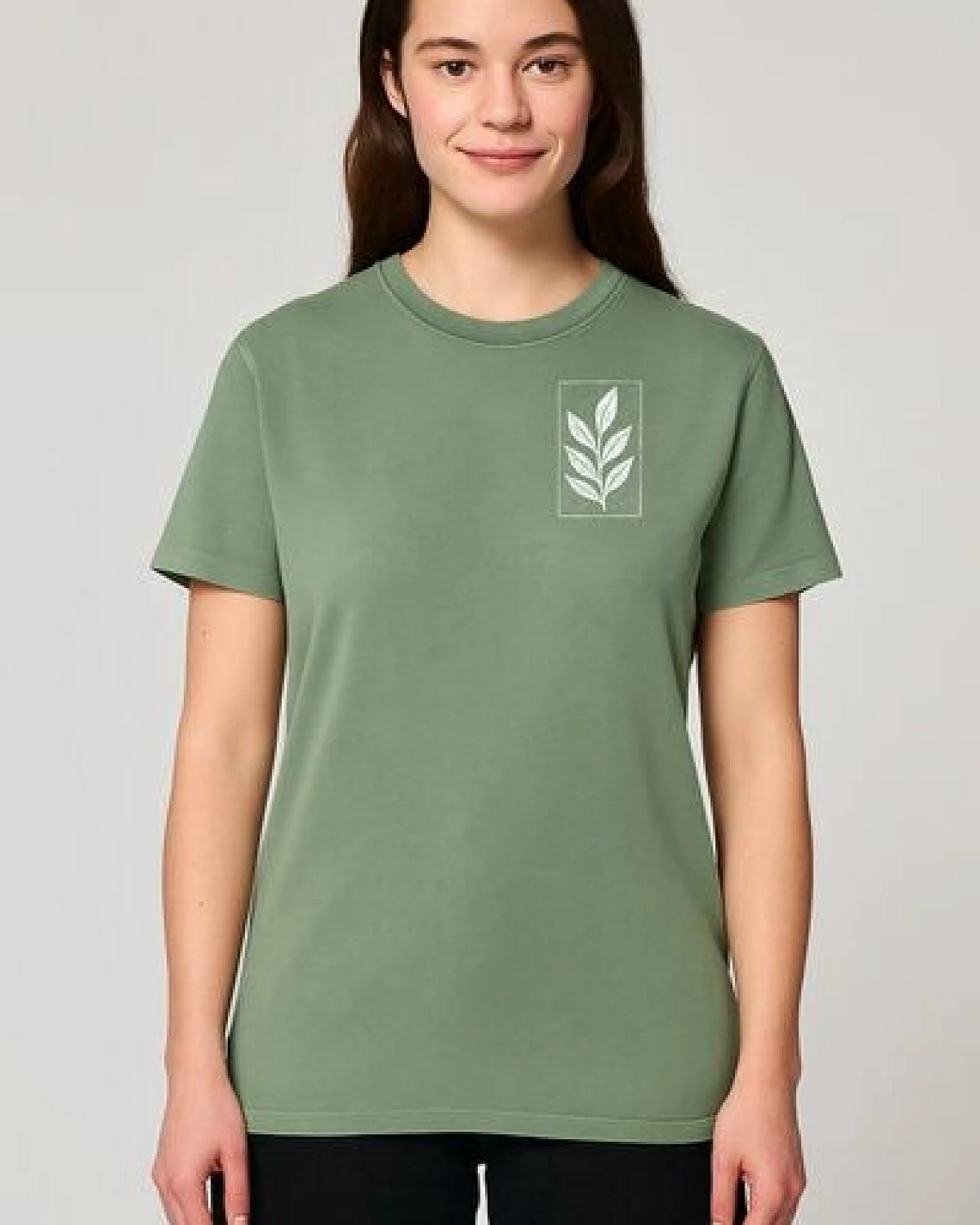 ilovemixtapes Unisex T-Shirt „Der Zweig“ – Bio-Baumwolle, Stone Washed Sage Green, Denim Blue & Black, Fair Wear – Ansicht 3