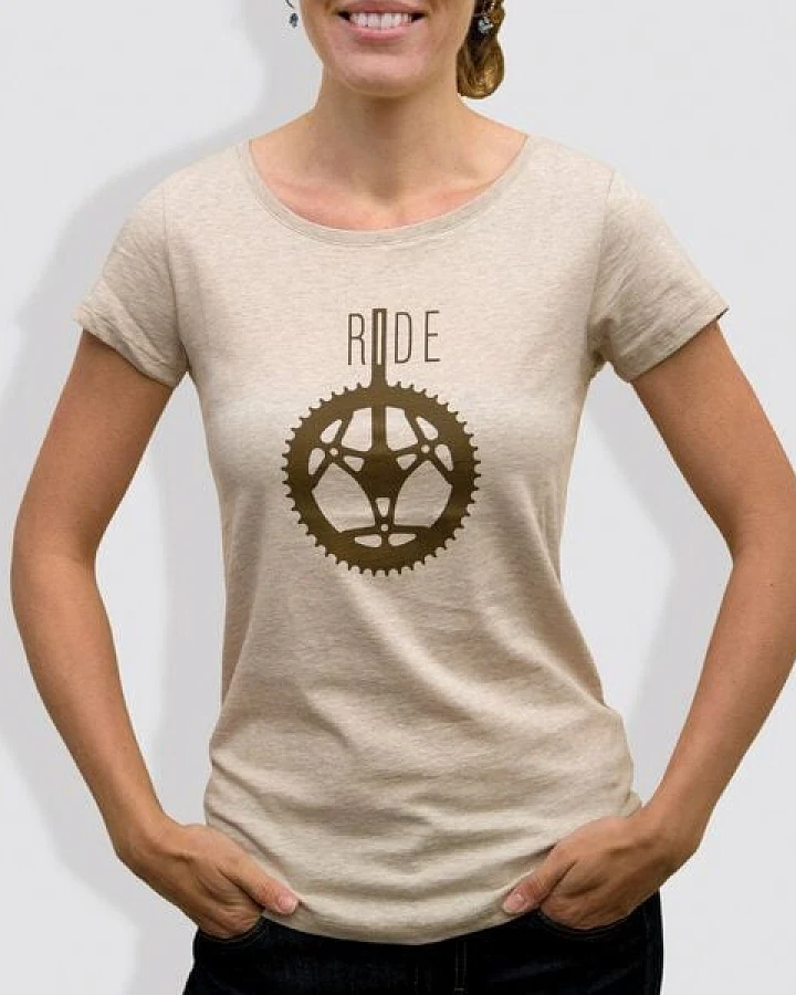 little kiwi Damen T-Shirt, "Ride", Mid Heather Beige