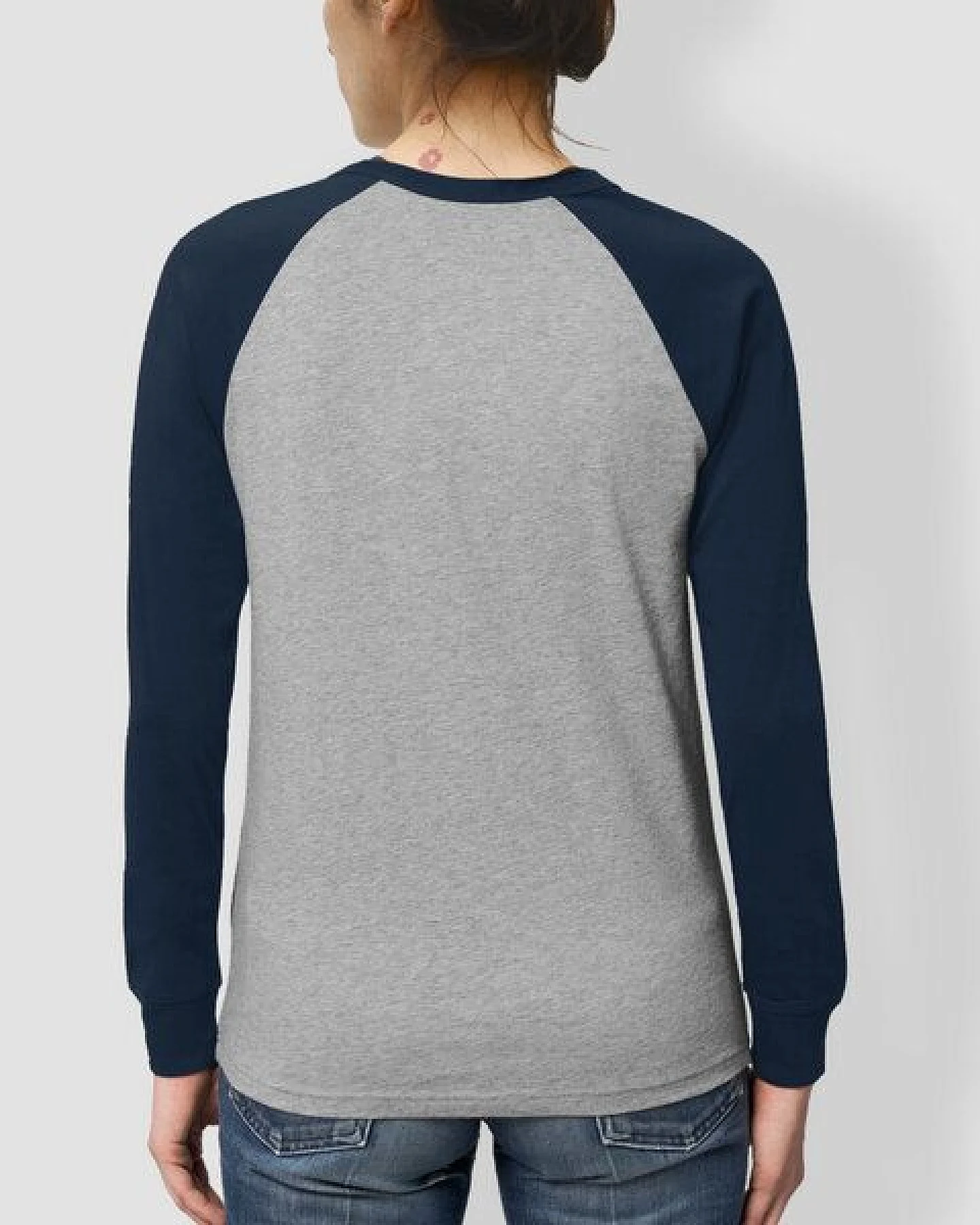 little kiwi Frauen Langarm-T-Shirt, "Fuchs", Heather Grey/Burgundy, Heather Grey/Navy – Ansicht 2