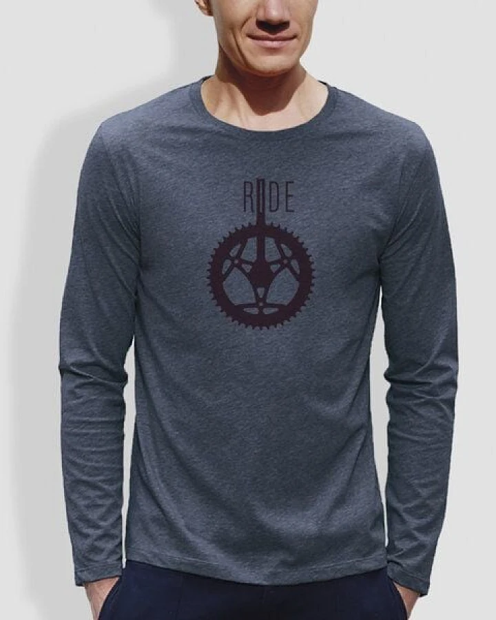little kiwi Herren Longsleeve, "Ride", Blau - Dark Heather Blue