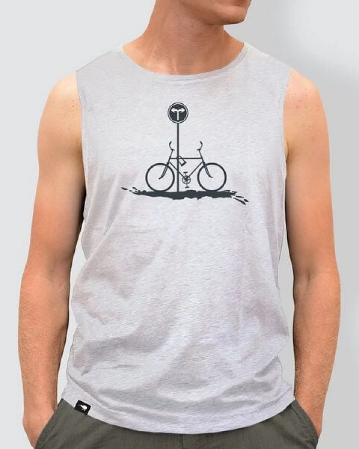 little kiwi Herren T-Shirt ohne Ärmel, „NoWay“, Heather Ash